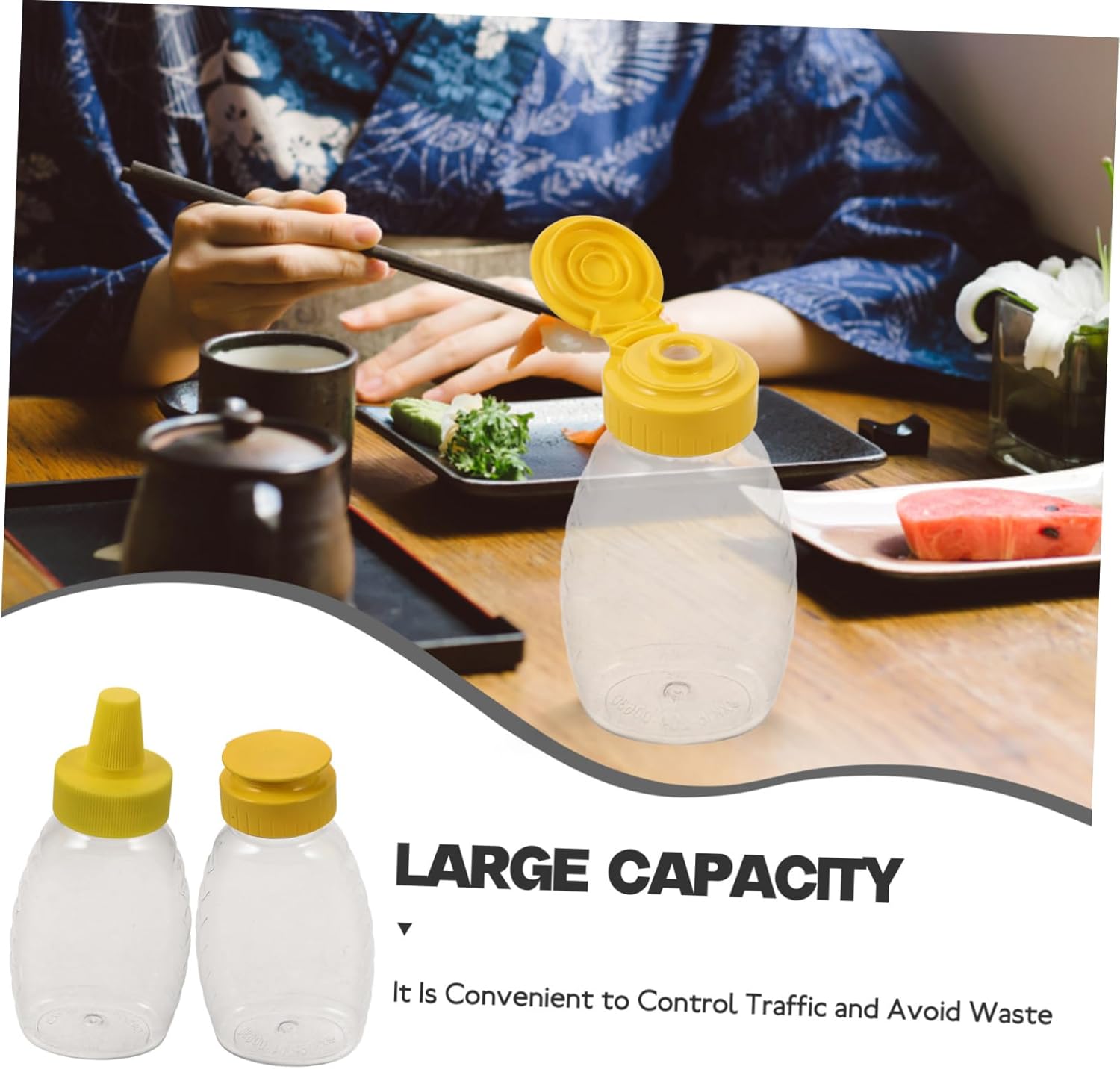 Garneck 4pcs PET Squeeze Condiment Bottles