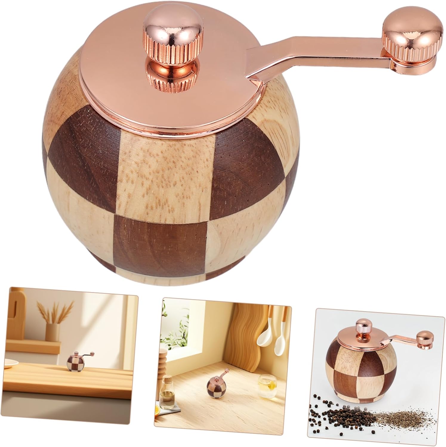 Manual Crank Wooden Pepper Grinder Set with Box