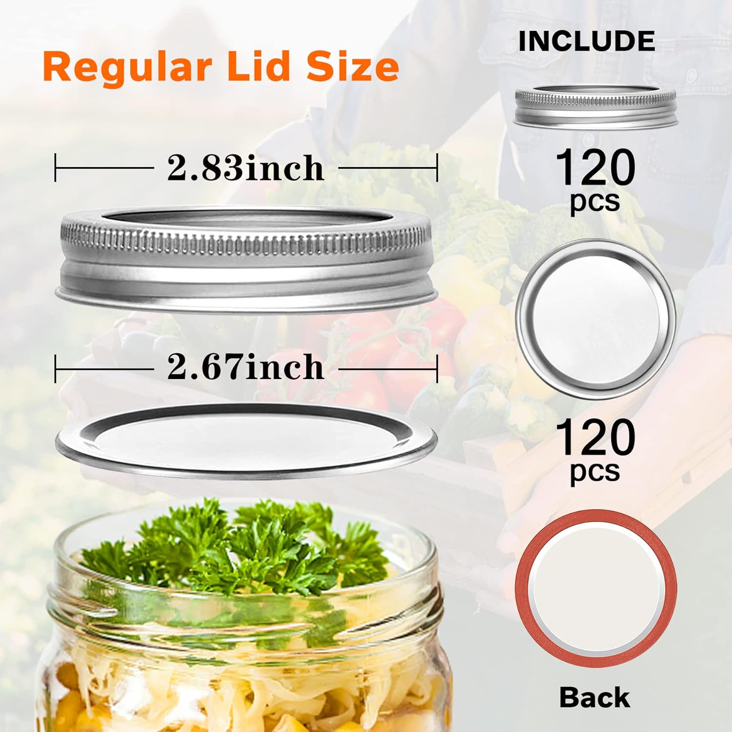 Aliggbent 120Pcs Canning Lids with Bands Set
