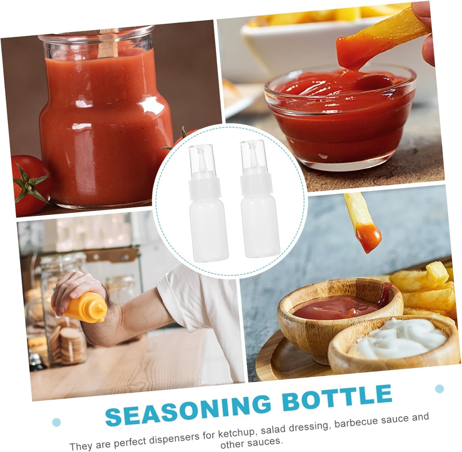 Set of 2 Squeezable Condiment Bottles for Jam Sauce Mustard