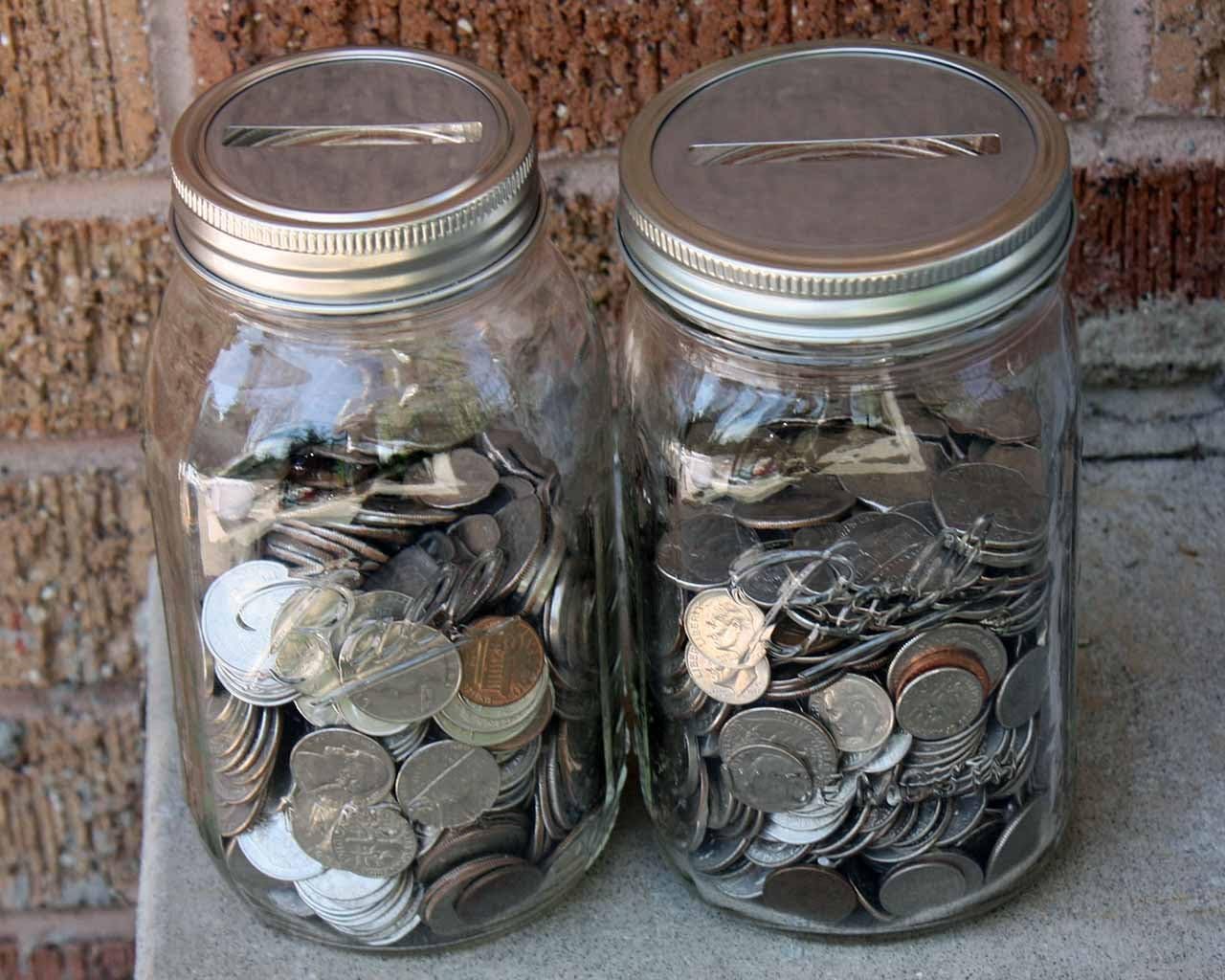 Stainless Steel Coin Slot Bank Lid Inserts 10 Pack Regular Mouth