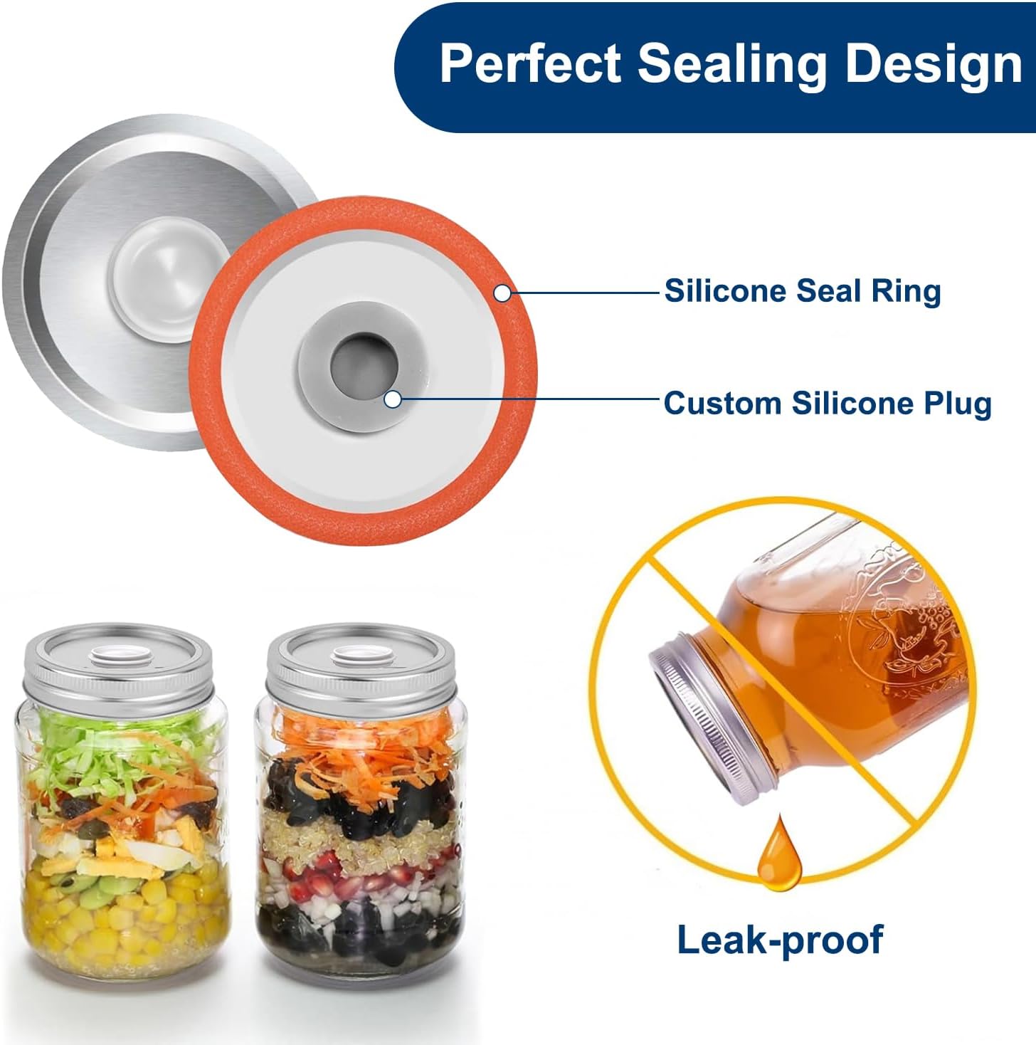 KIMTOUL Canning Lids 10 Pcs 276 in 339 in with Silicone Plugs