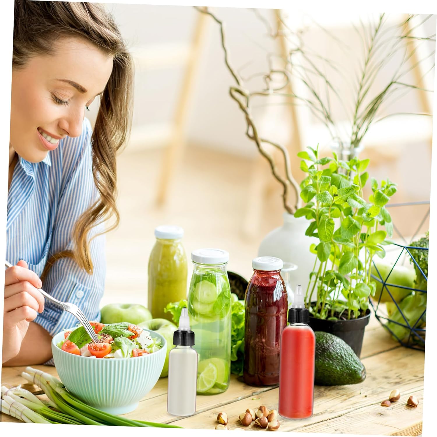 VINTORKY 12 Pack Refillable Salad Squeeze Bottles