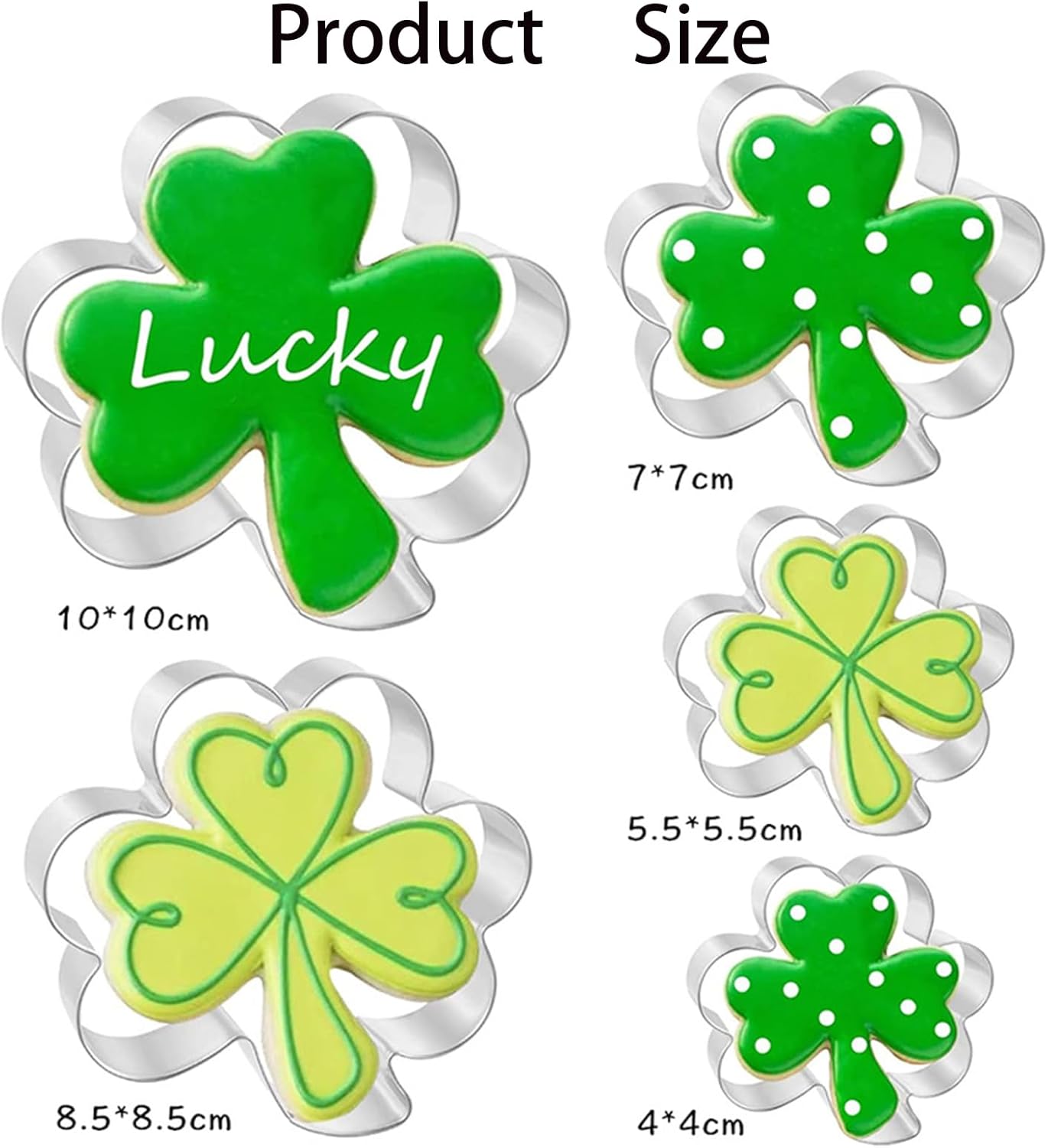5Pcs Shamrock Cookie Cutters Set for St Patricks Day