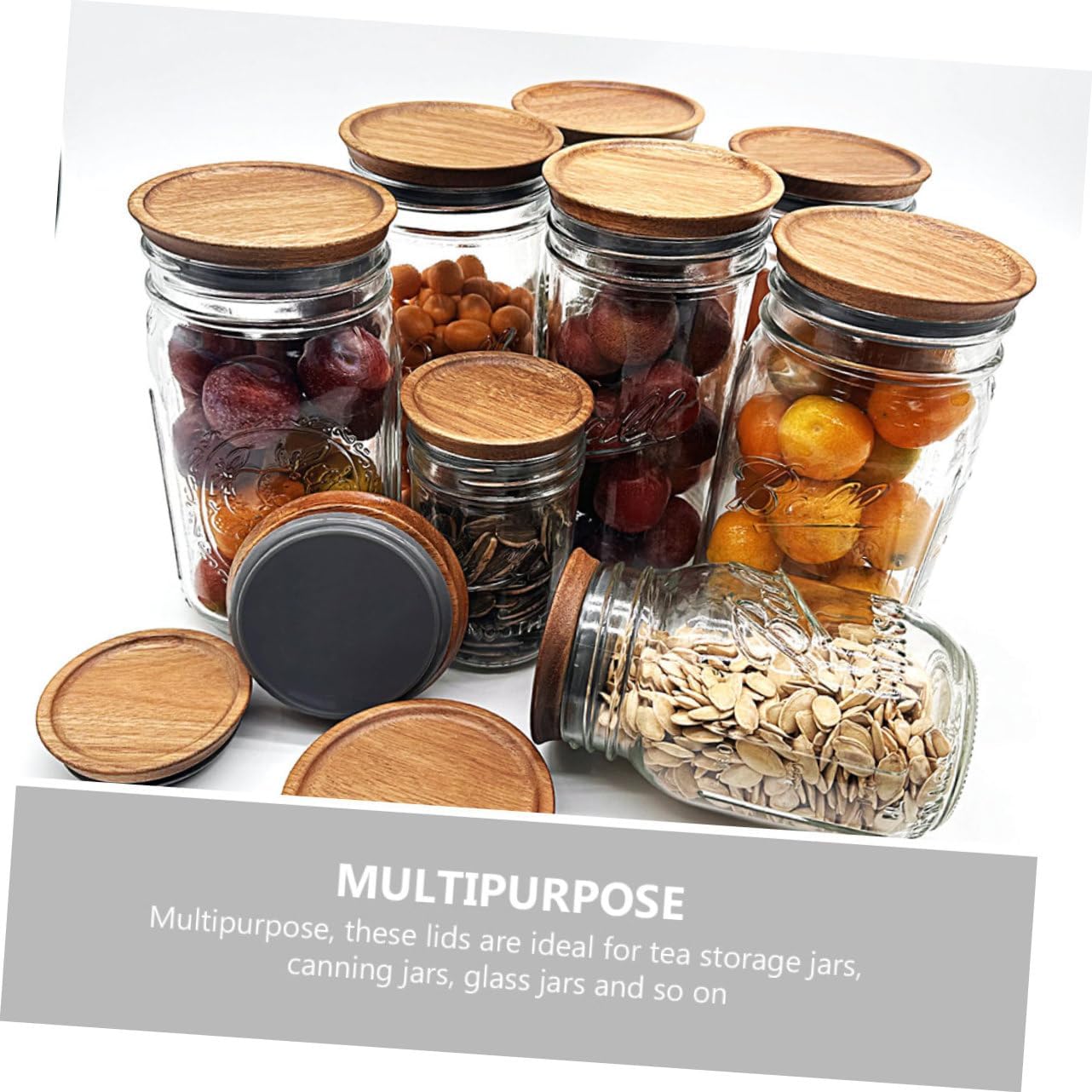 Alipis 2pcs Wooden Mason Jar Lids with Silicone Seals