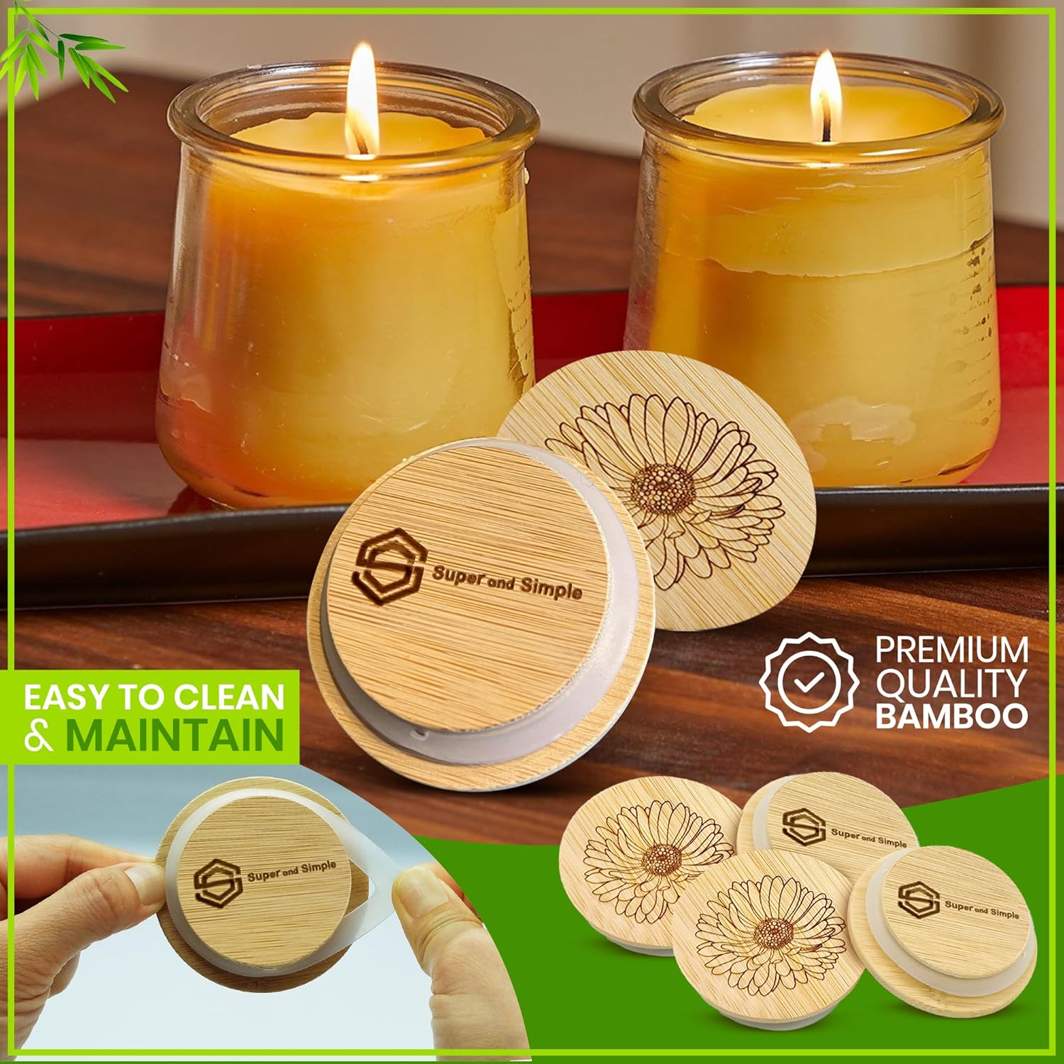 Super and Simple 24 Reusable Bamboo Lids for Oui Yogurt Jars 1