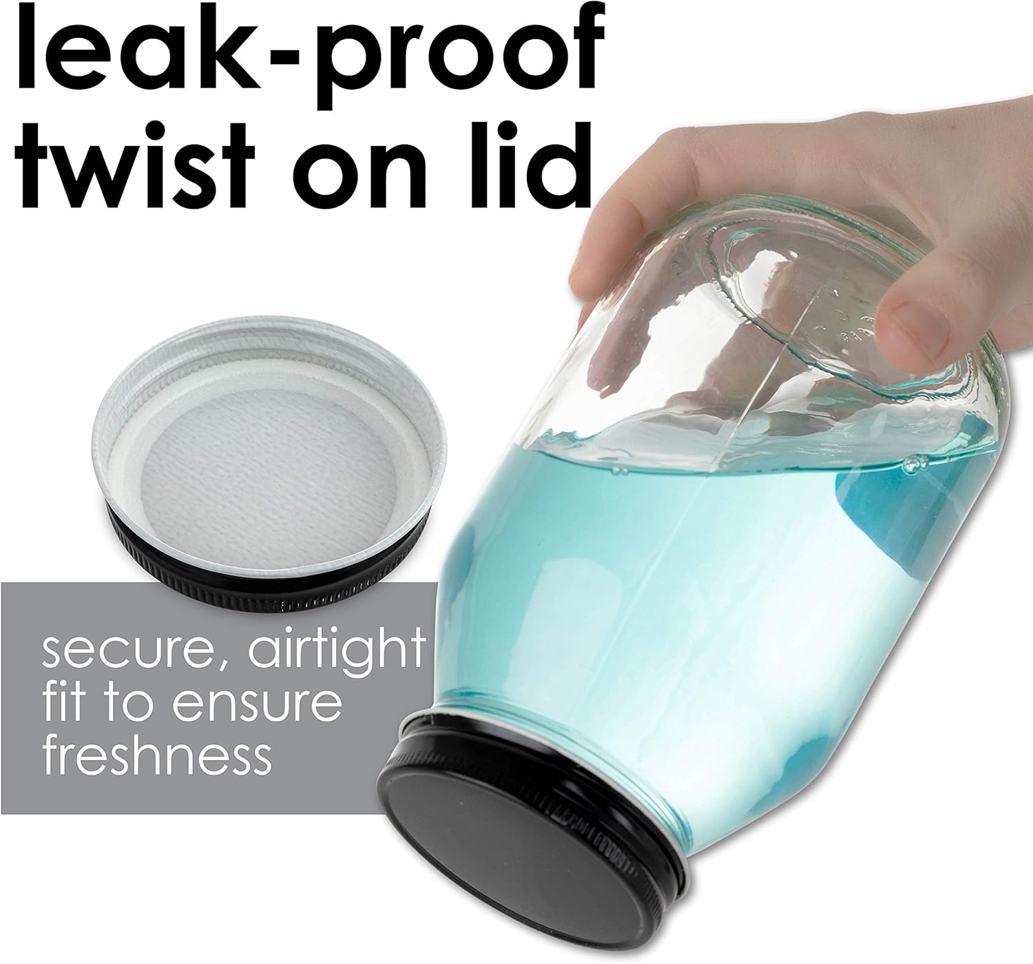 Kitchentoolz Mason Jar Lids Set of 24 Black