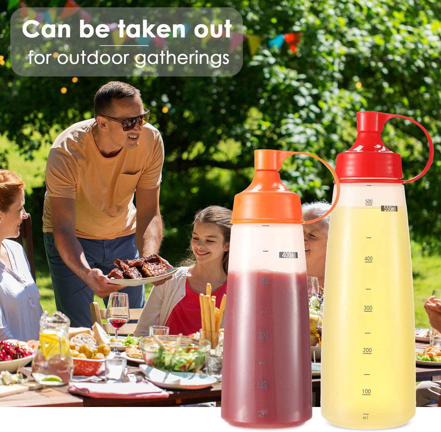 Ondiomn Condiment Squeeze Bottles 2 Pack BPA Free