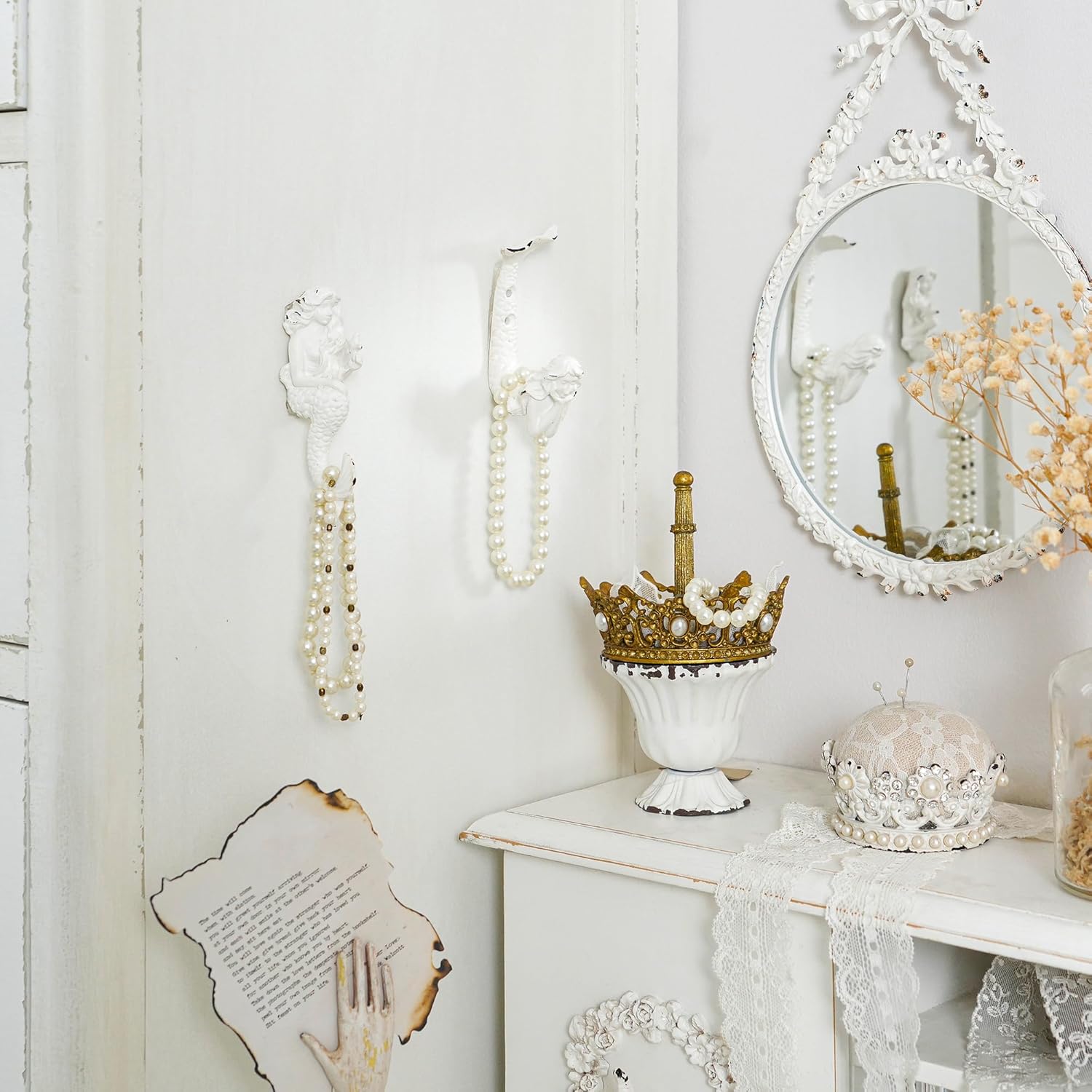 Soffee Design 4pcs White Mermaid Metal Coat Hooks 1