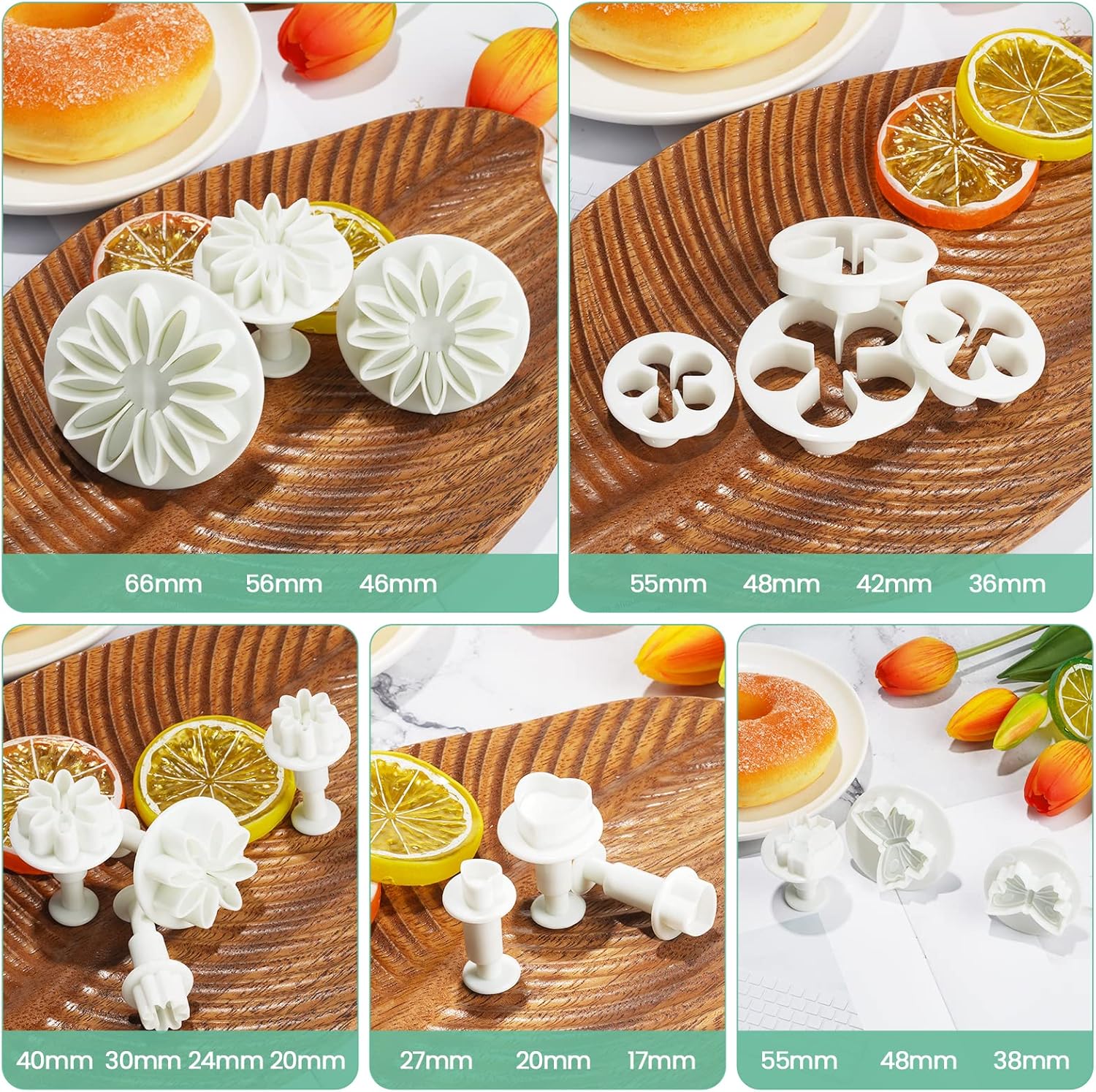 NUOMI Cookie Mold Presses Mooncake Mold Fondant Stamps Set of 33