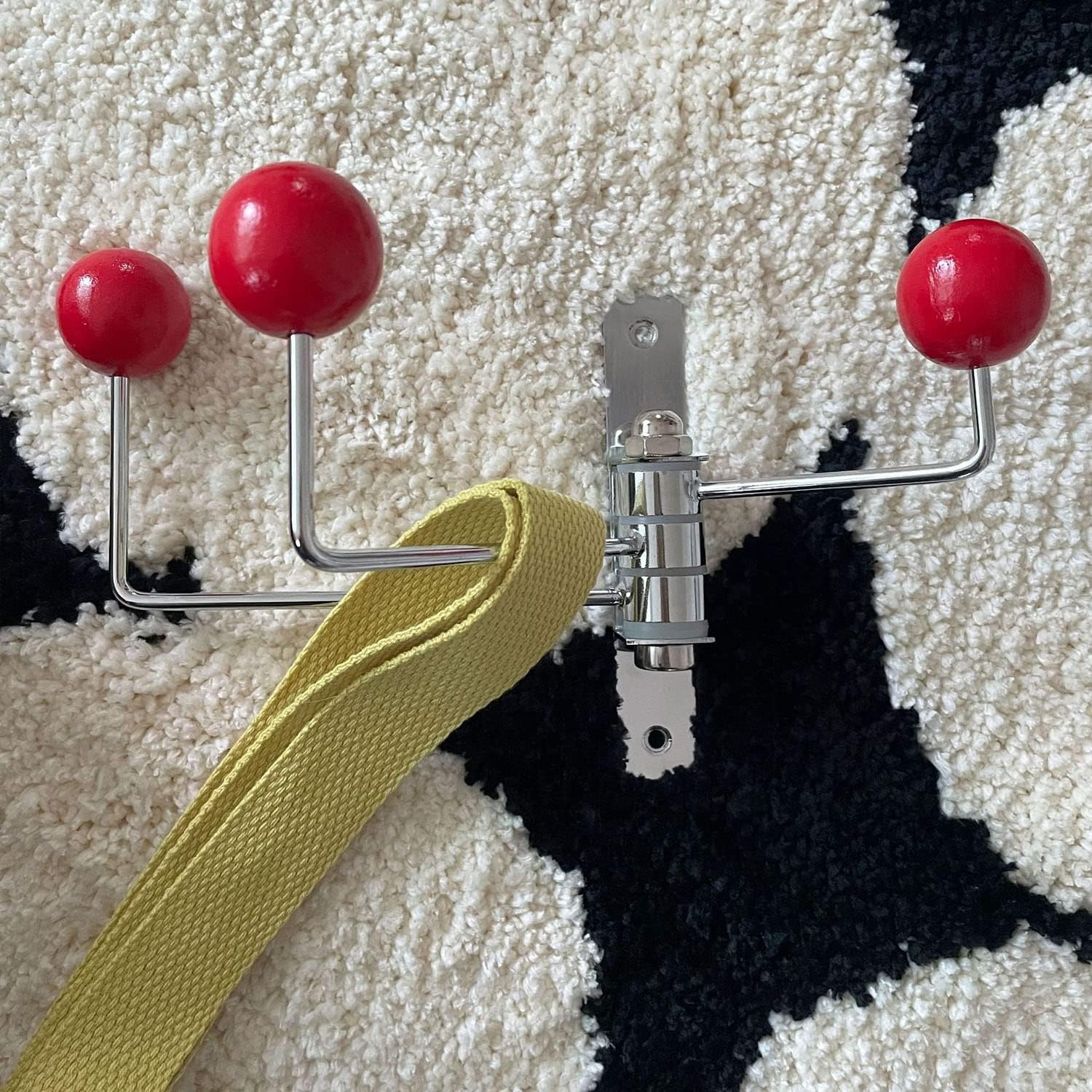 ImyHok Red Wall Hook with Wood Dots and Swivel Design