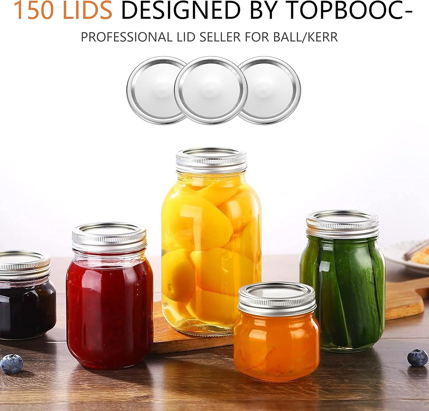 Topbooc 150-Count Regular Mouth Canning Lids Set 1