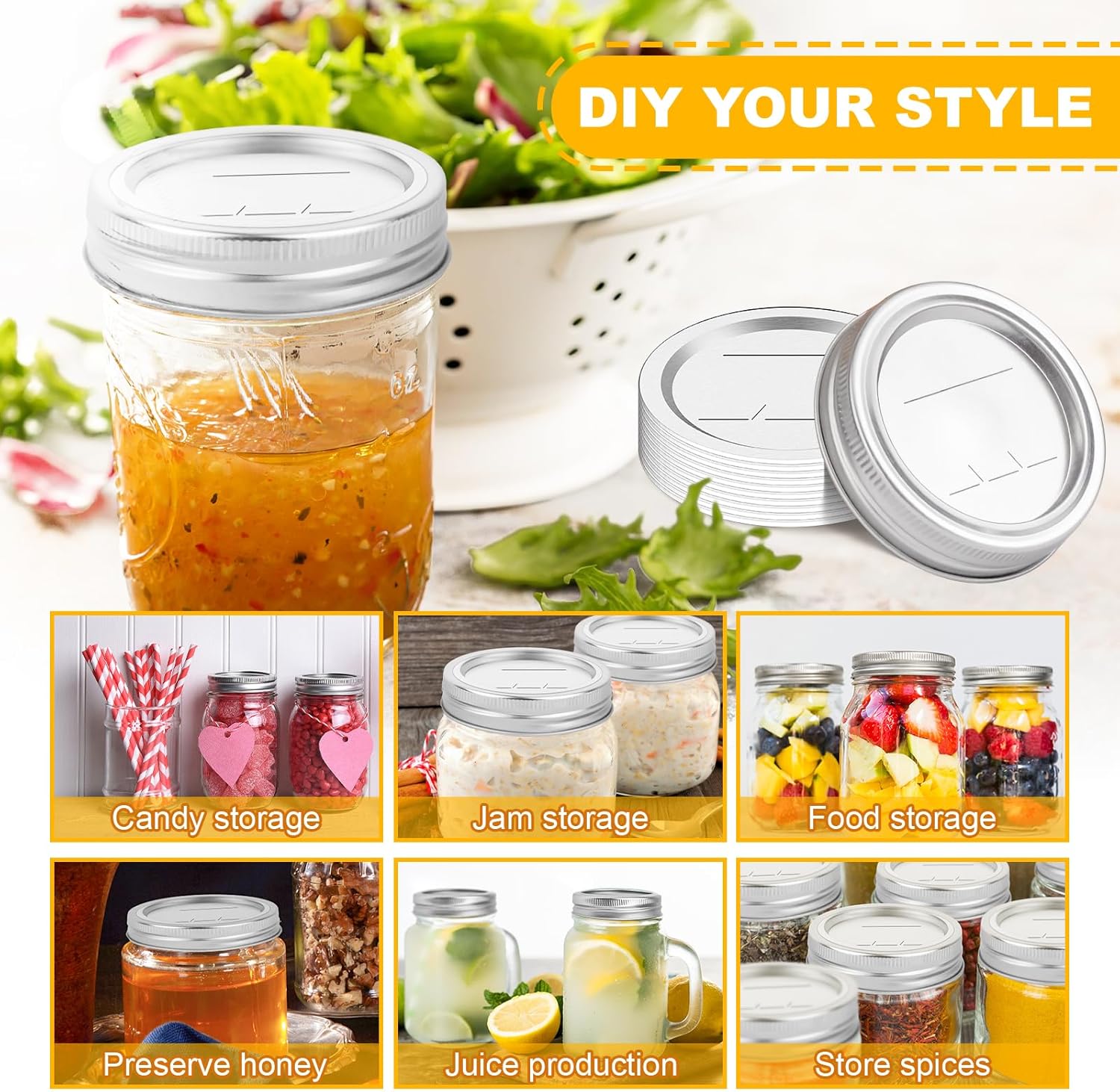 100PCS Mason Canning Lids for 276in Kerr Ball Jars