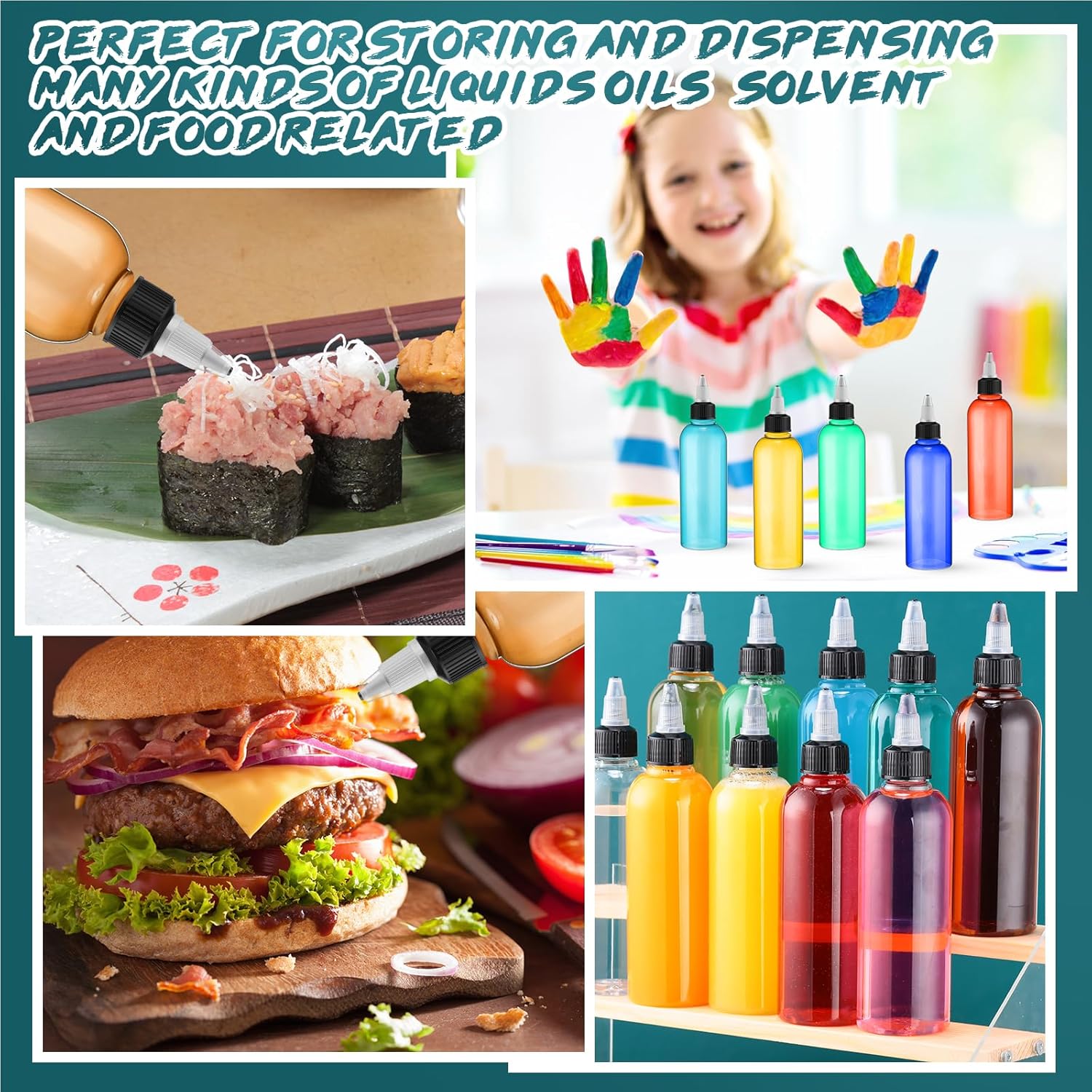 Tanlade 200 Pcs 2oz Plastic Squeeze Bottles with Twist Cap