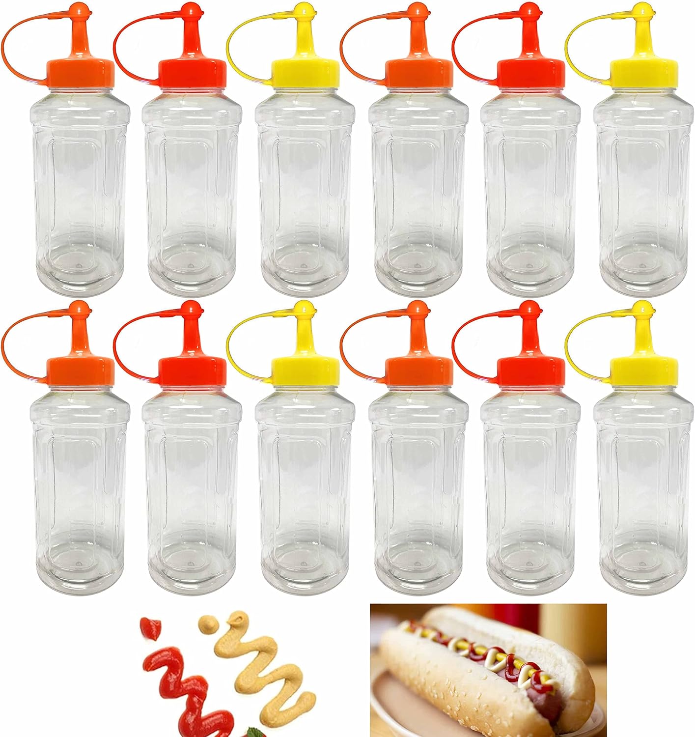 12 Pack Twist Cap Condiment Squeeze Bottles 10oz Multipurpose