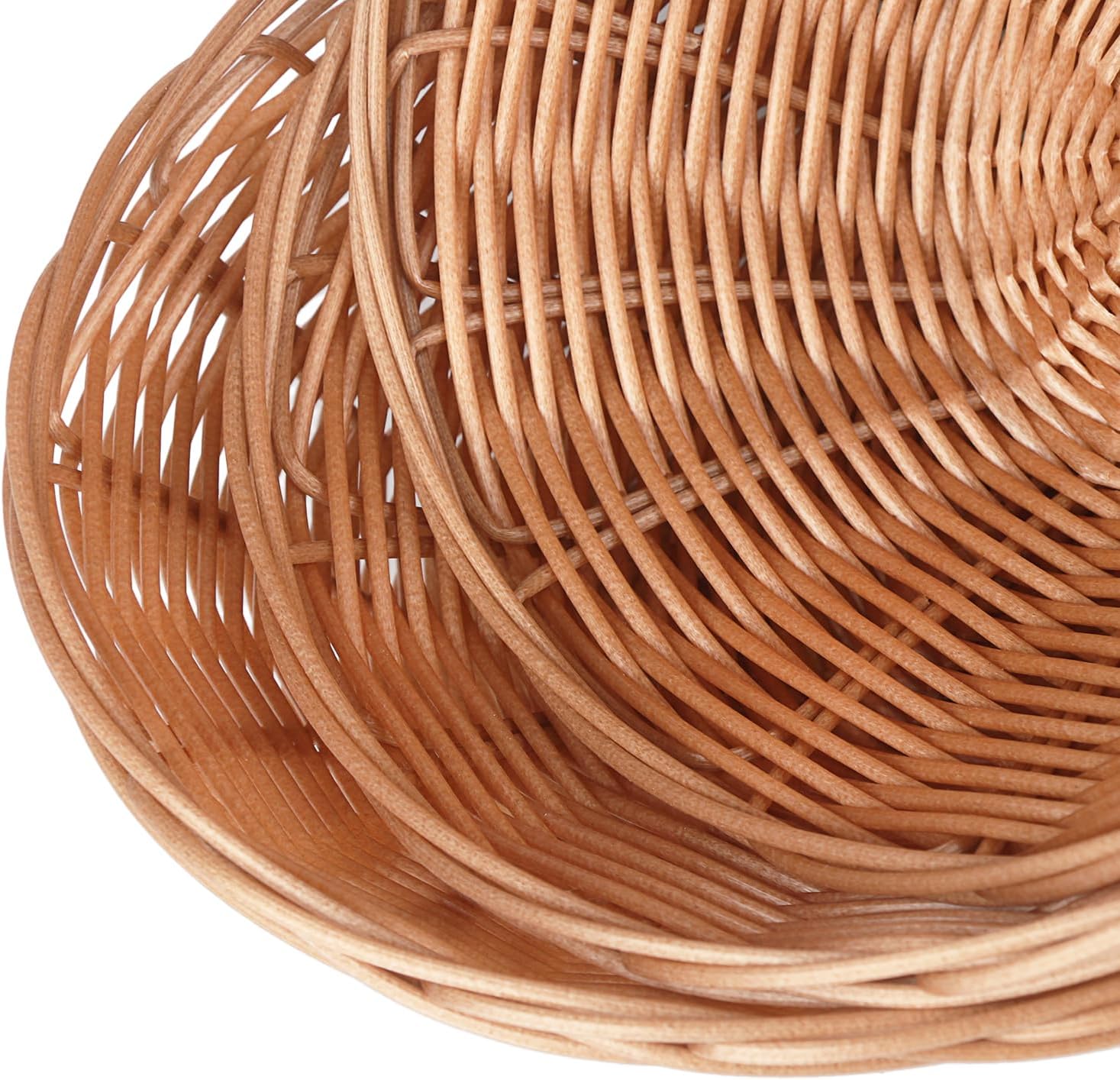 GNIEMCKIN 28 Pack Oval Plastic Wicker Bread Baskets