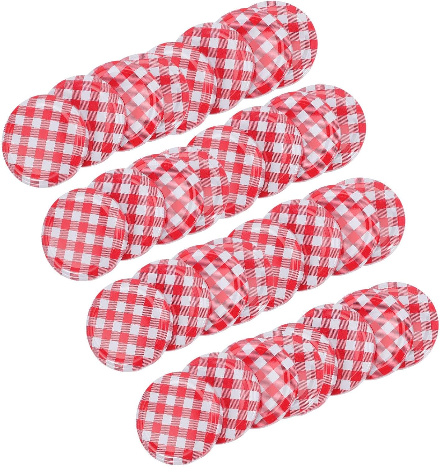 HOMSFOU 40pcs Mason Jar Lids with Checkered Design