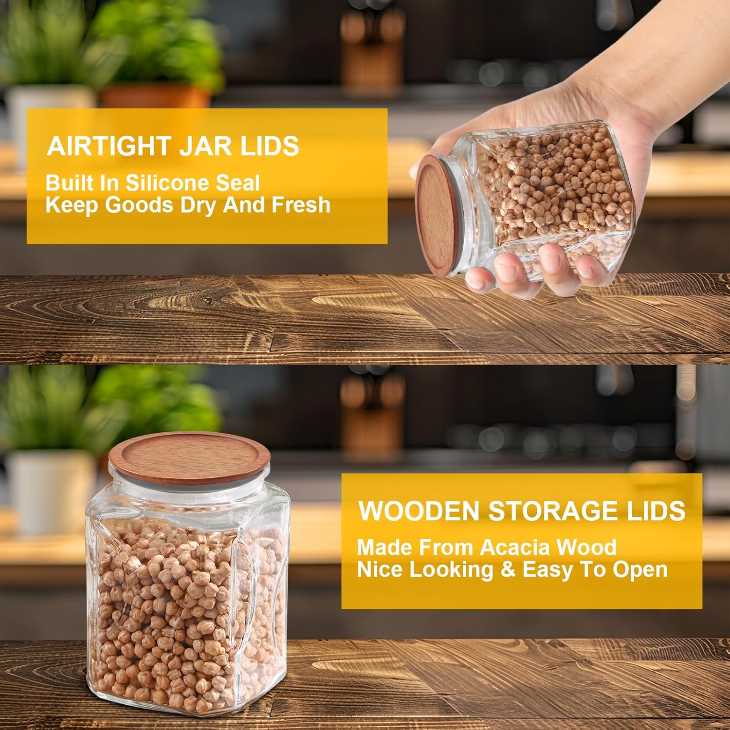 VinBee 6-Pack Reusable Wooden Mason Jar Lids