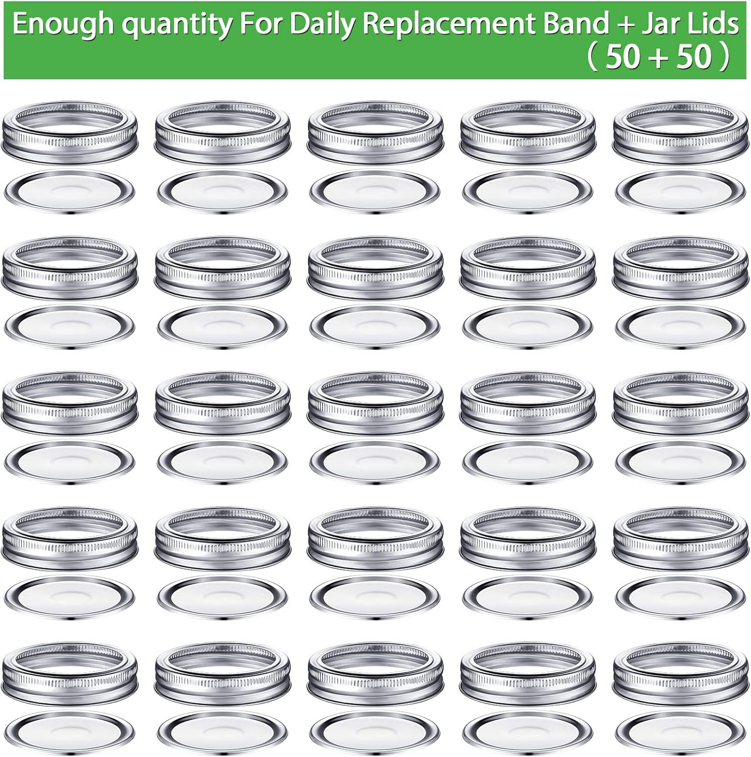 Patelai 100 Pcs 70mm Canning Jar Lids with Silicone Seals