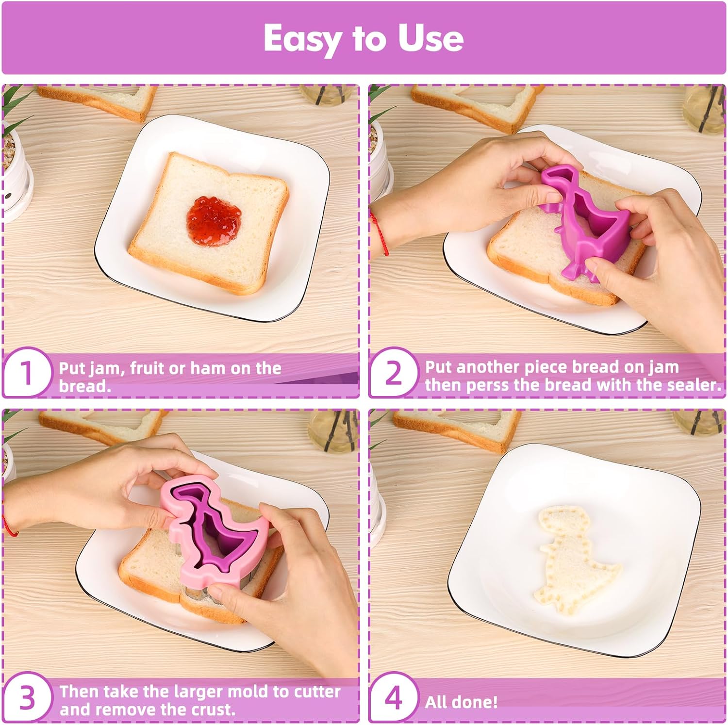 NPET Dinosaur Sandwich Cutter and Sealer 10 Pcs