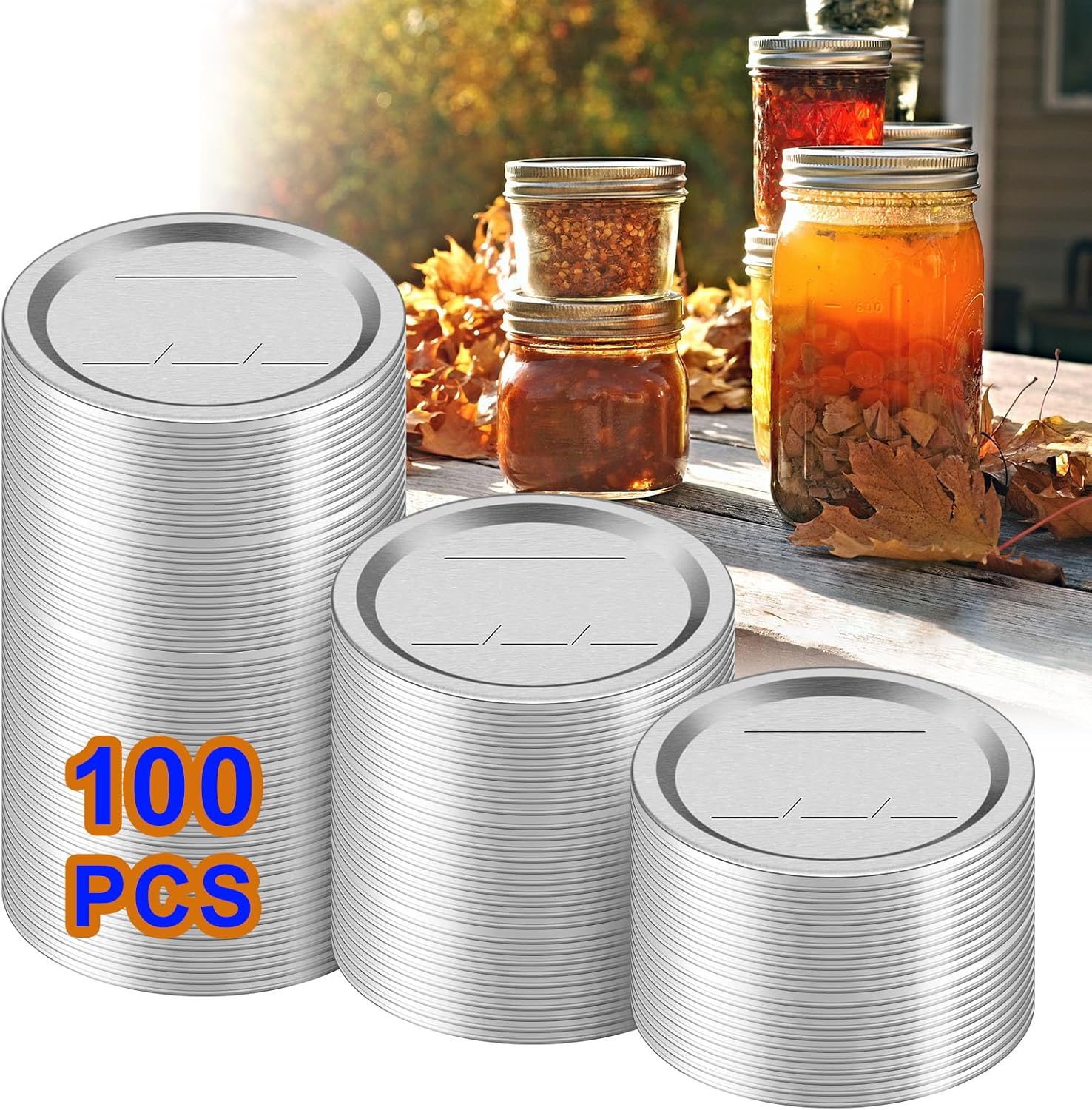100PCS Mason Canning Lids for 276in Kerr Ball Jars