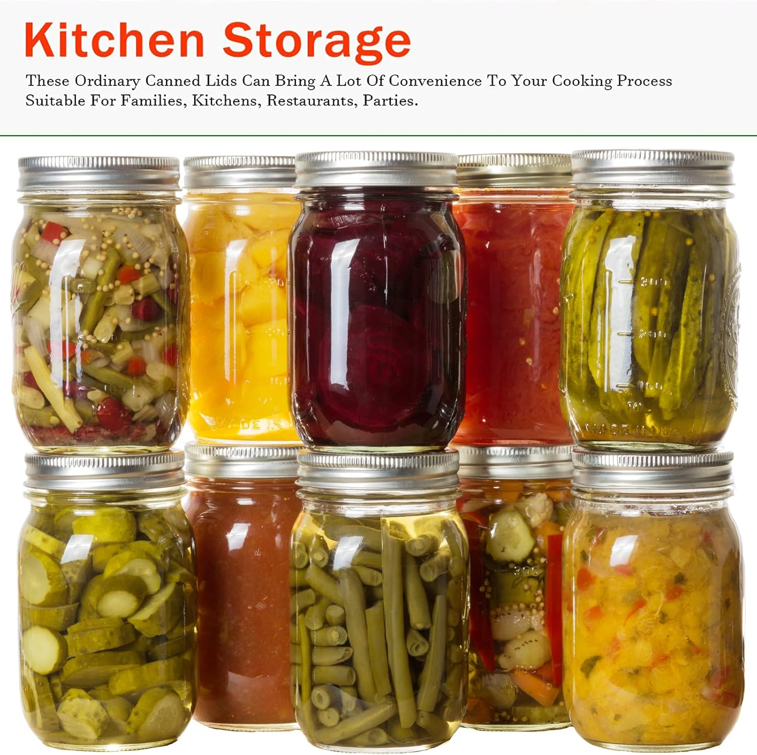 120 Pcs Wide Mouth Mason Jar Canning Lids Rings Set