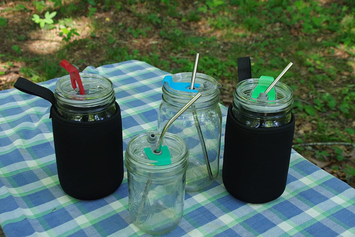 Masun Mason Jar Drinking Lids With Sleeves 2 Pack 1
