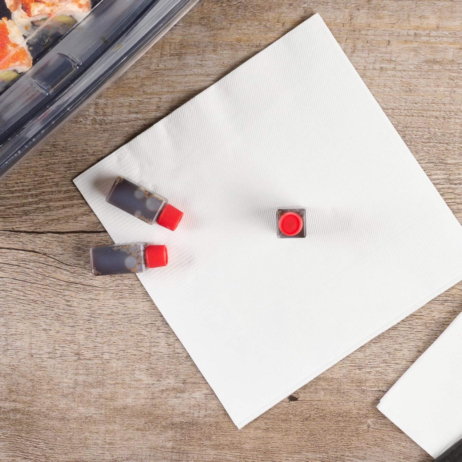 Restaurantware Mini Soy Sauce Bottles 6 mL 100 Pack with Red Caps