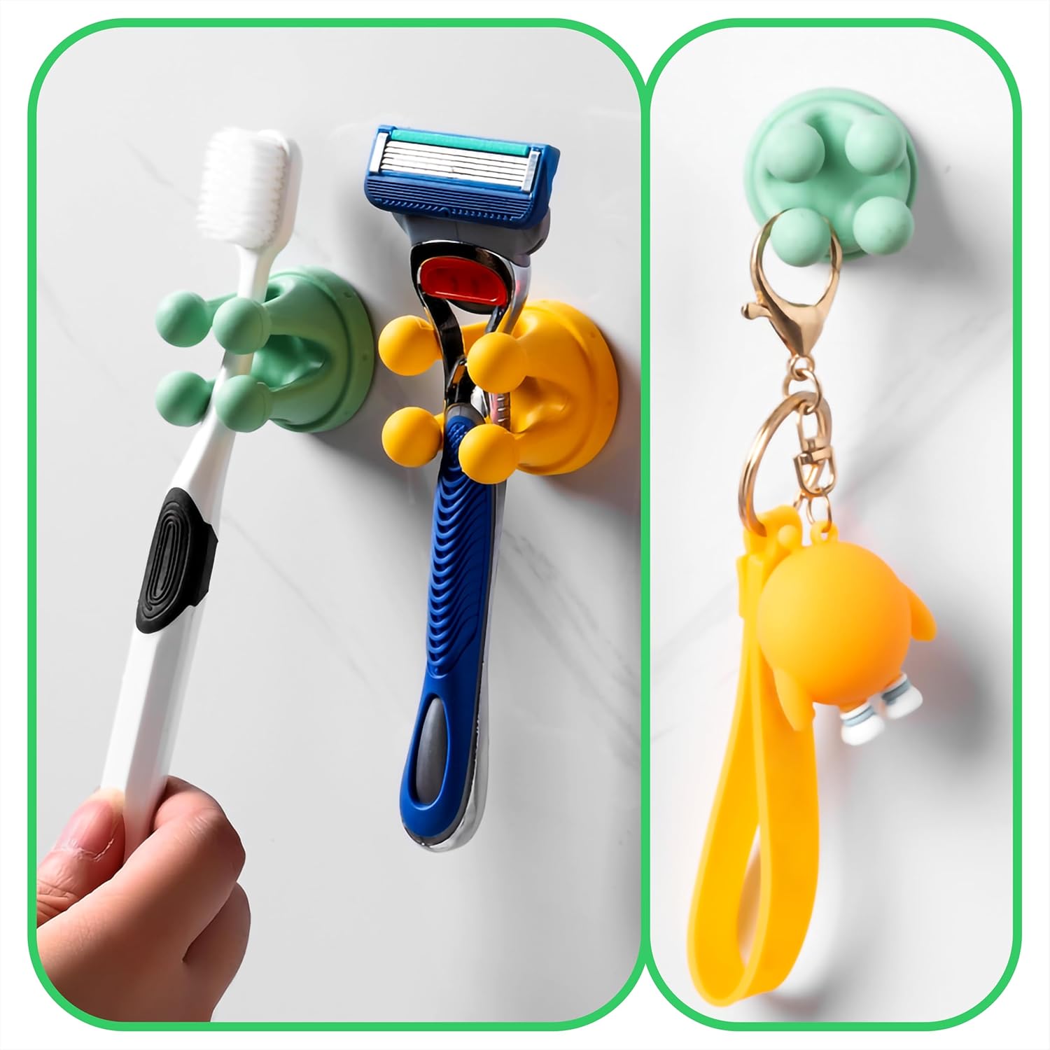 Silicone Sticky Hook 3 Pcs - Crown-Shaped Green