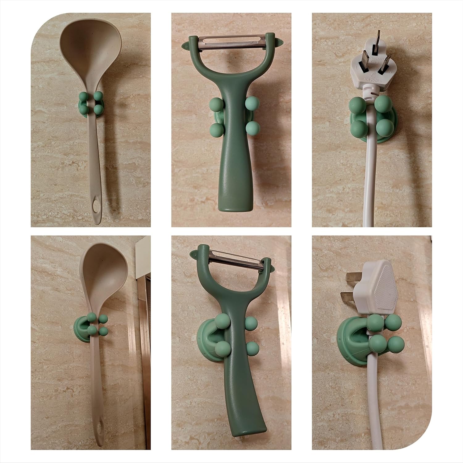 Silicone Sticky Hook 3 Pcs - Crown-Shaped Green