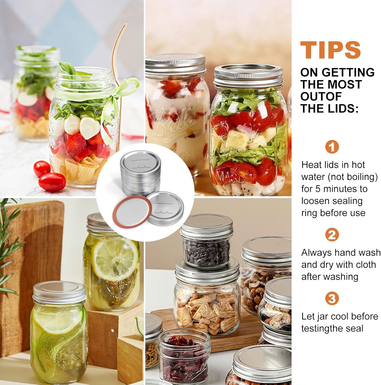 200 PCS Reusable Canning Jar Lids with Airtight Seal