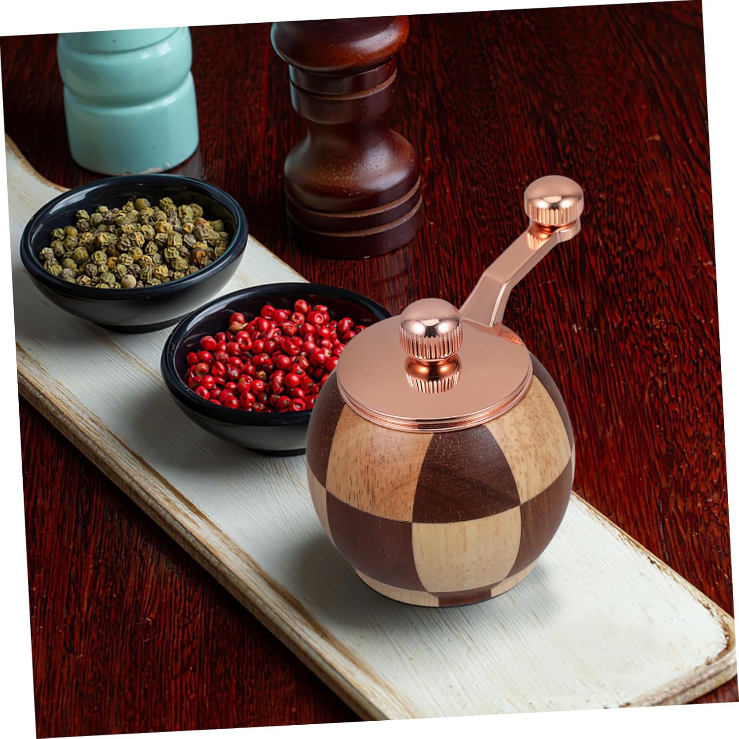 NAMOARLY Hand Crank Wooden Pepper Grinder Set 1