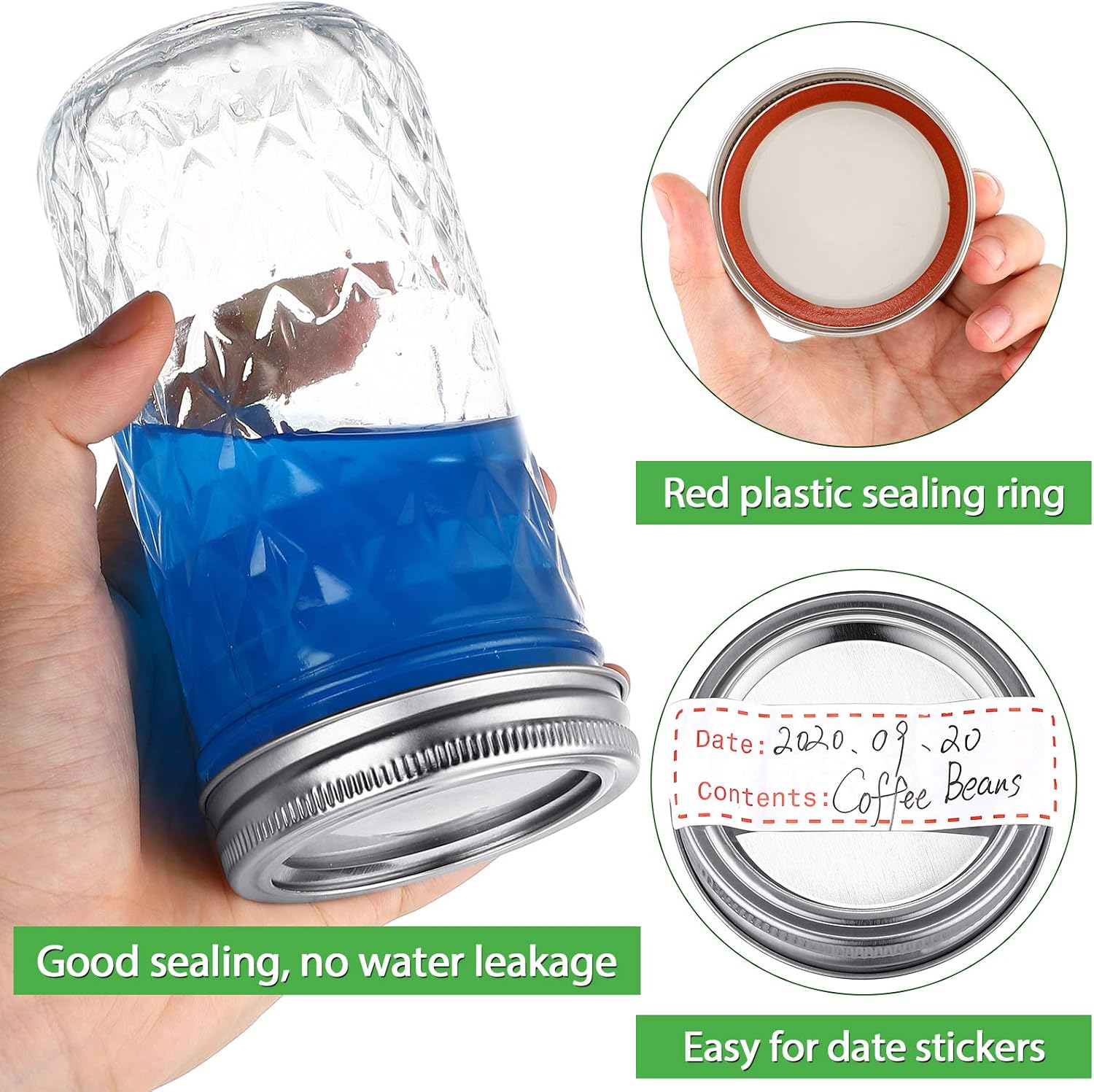 Patelai 100 Pcs 70mm Canning Jar Lids with Silicone Seals