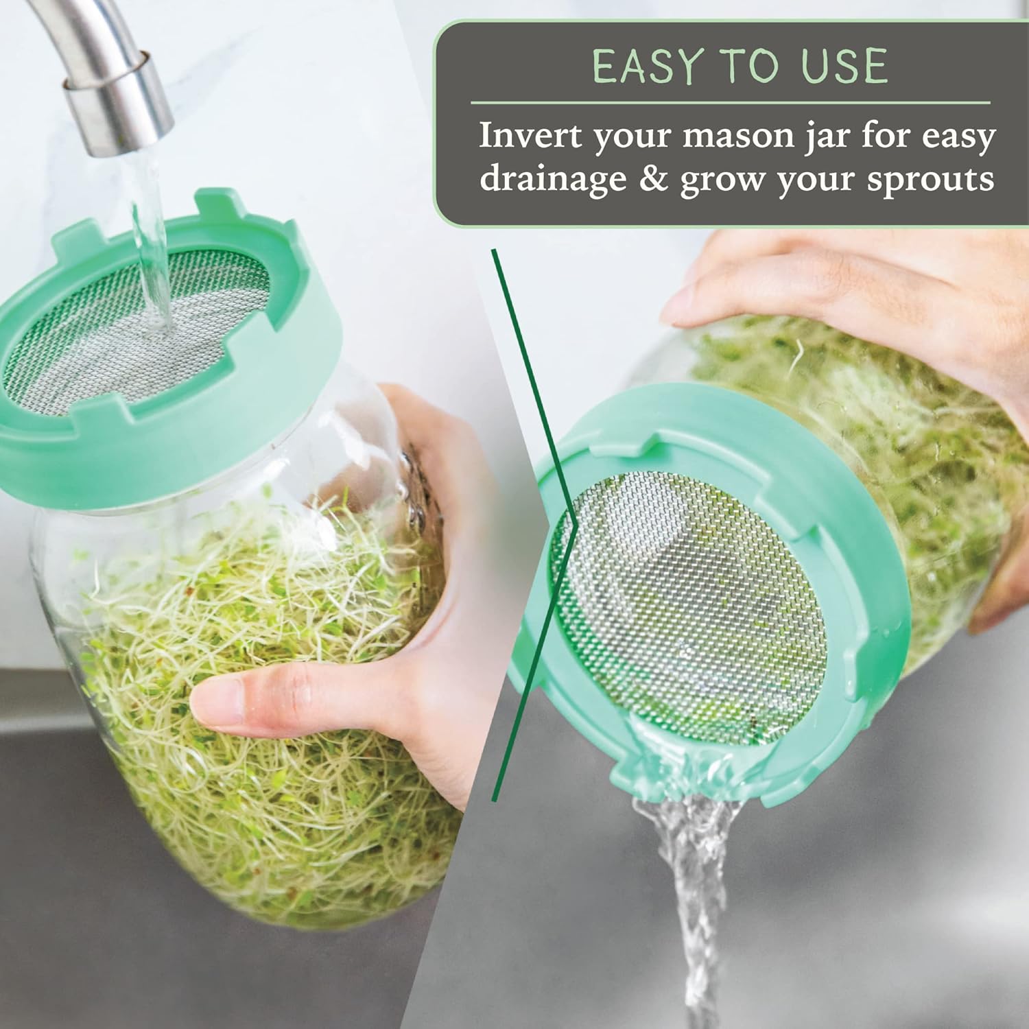 Elementi Sprouting Lids for Mason Jars Set of 2