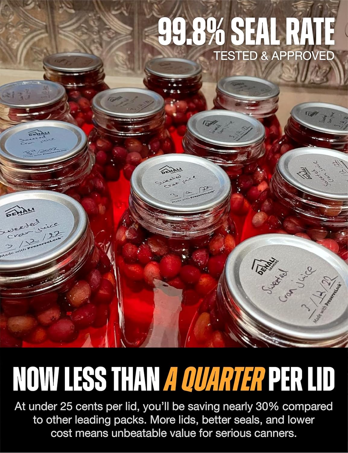 Denali 240-Pack Canning Lids with PreserveLock Seal