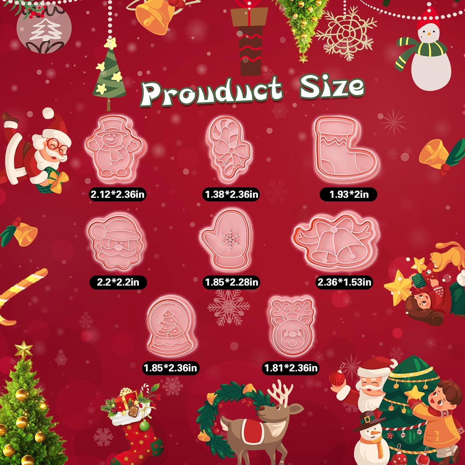 Favonuovy 8 Pcs Christmas Cookie Cutters Set