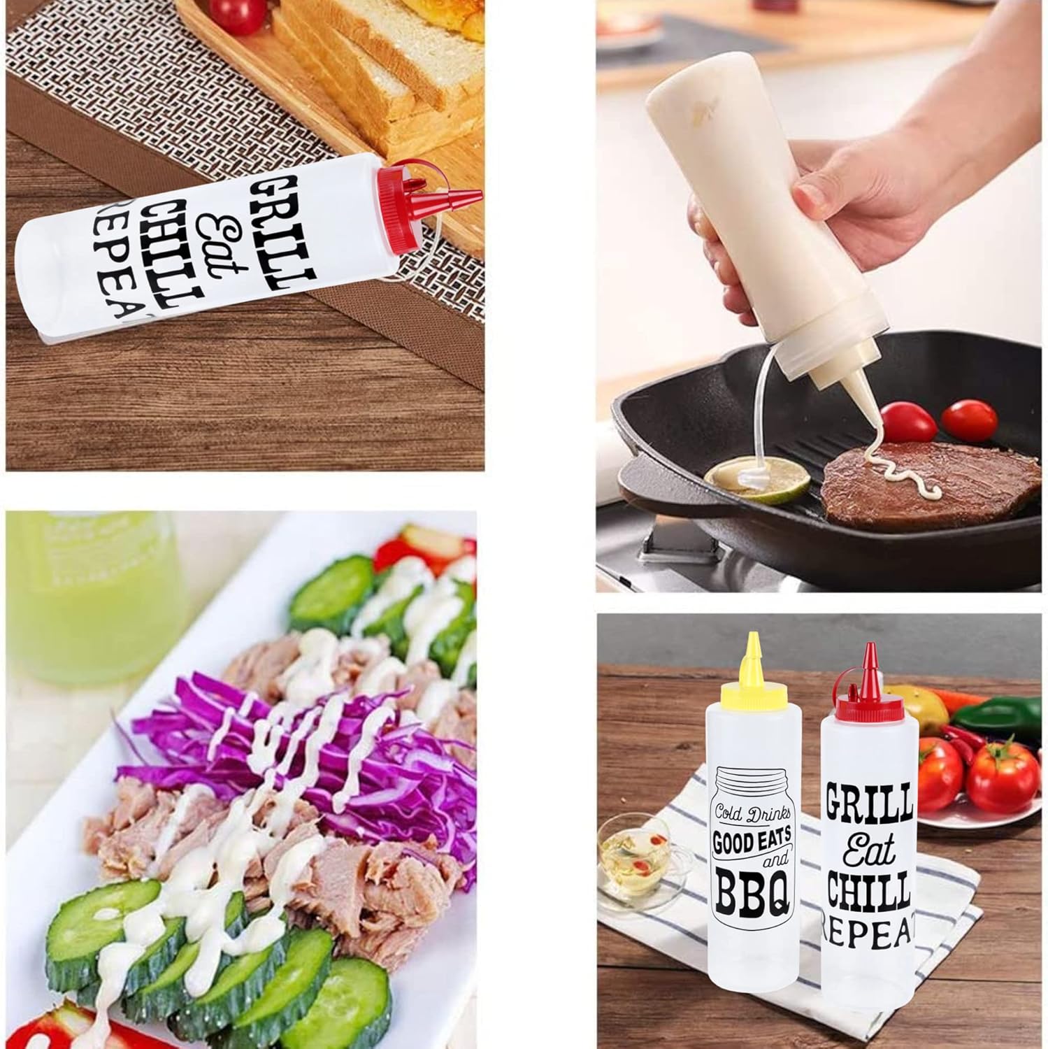 LSM Condiment Squeeze Bottles 14oz Set of 2