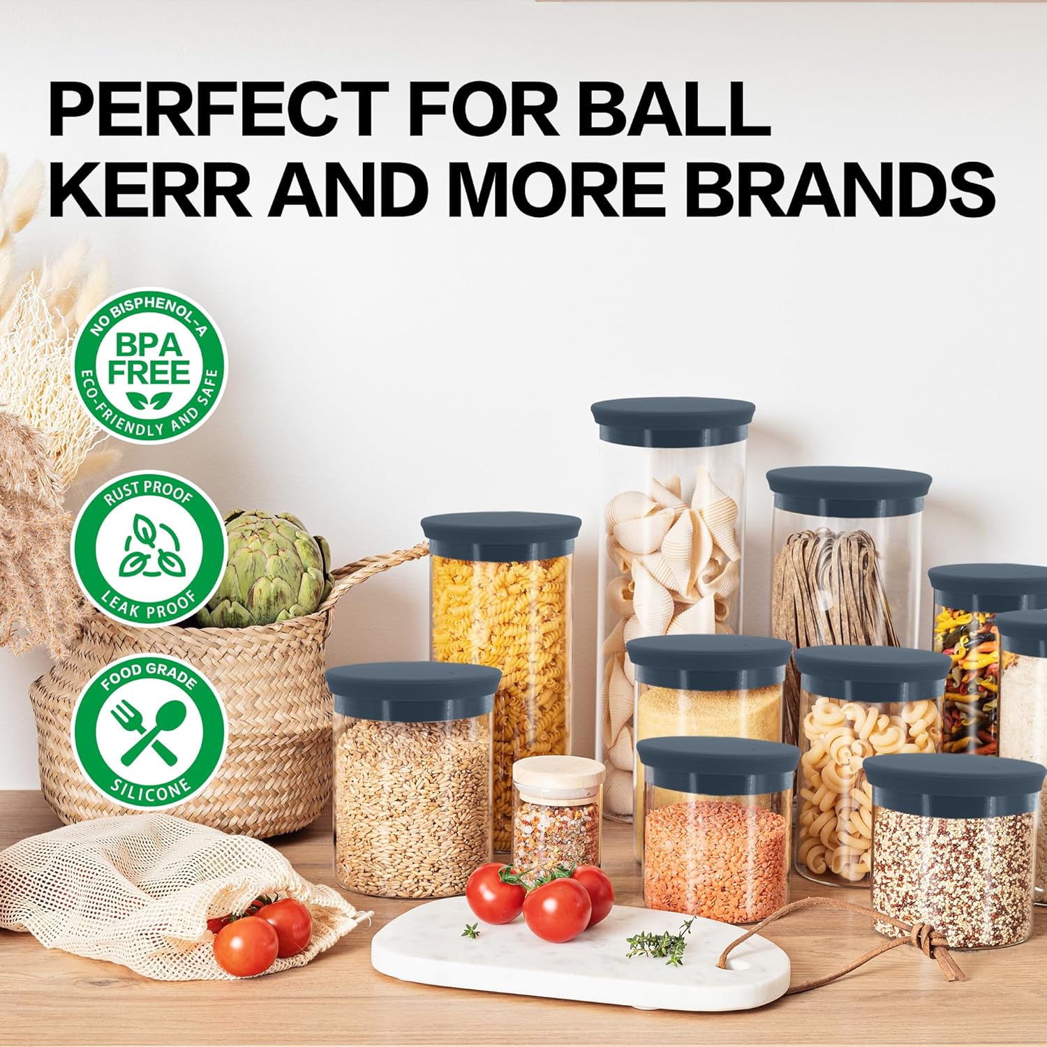 OKLGO Wide Mouth Canning Lids 2 Pack - Leak Proof Reusable