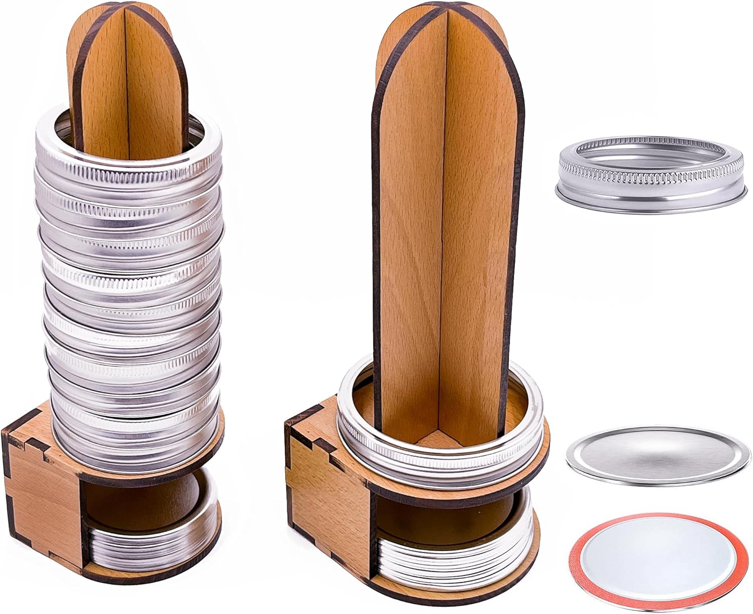 Mason Jar Lid Organizer Wood Storage for Canning Lids and Rings