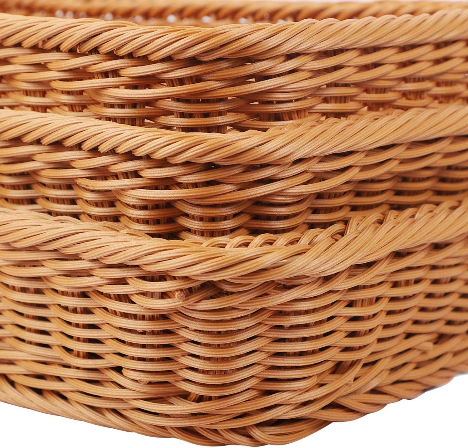KEILEOHO 3 Pack 12 Inch Poly Wicker Bread Baskets 1
