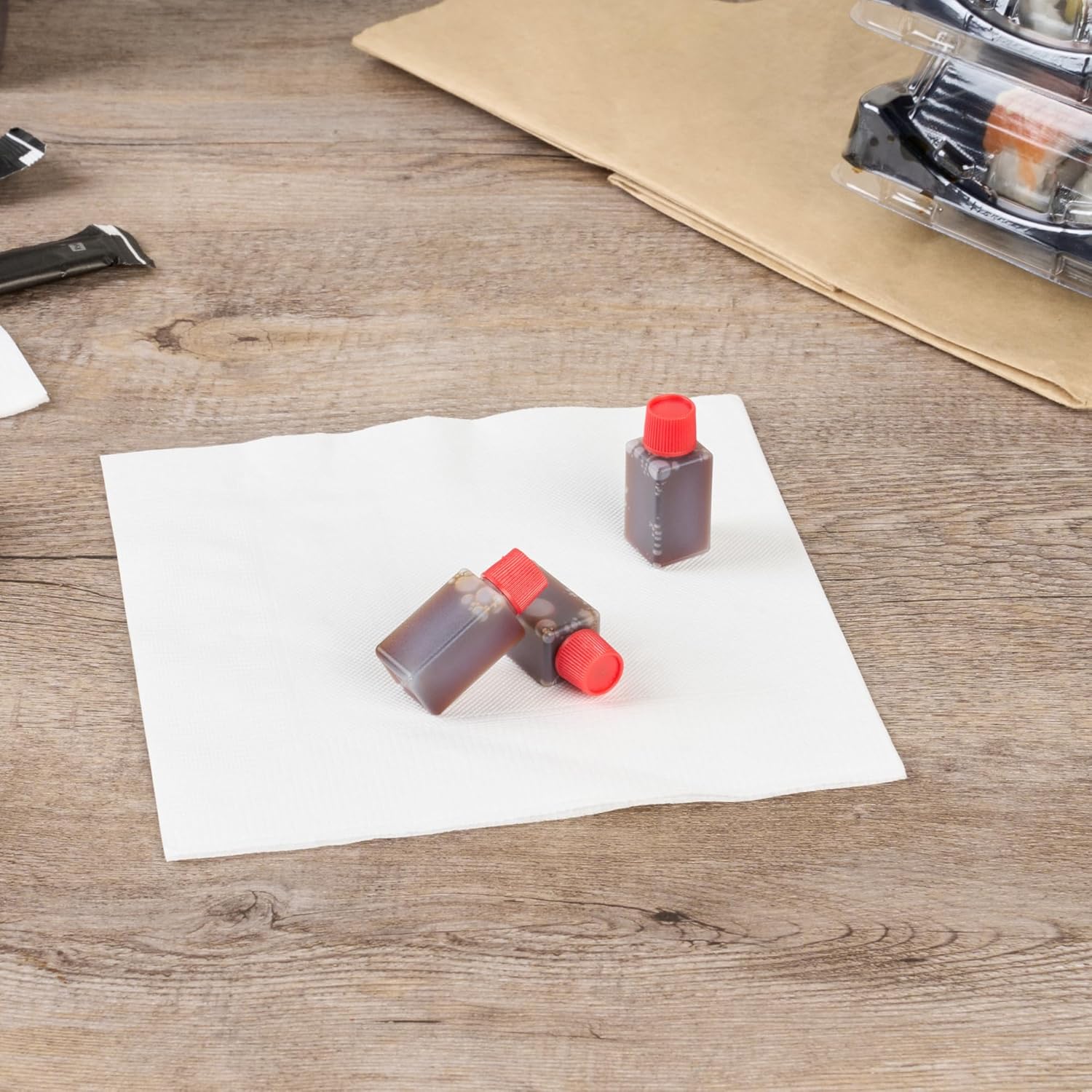 Restaurantware Mini Soy Sauce Bottles 6 mL 100 Pack with Red Caps