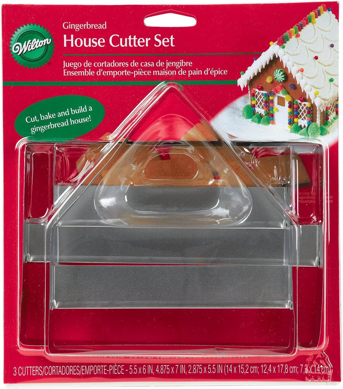 Wilton 3 Piece Gingerbread House Metal Cookie Cutters 1