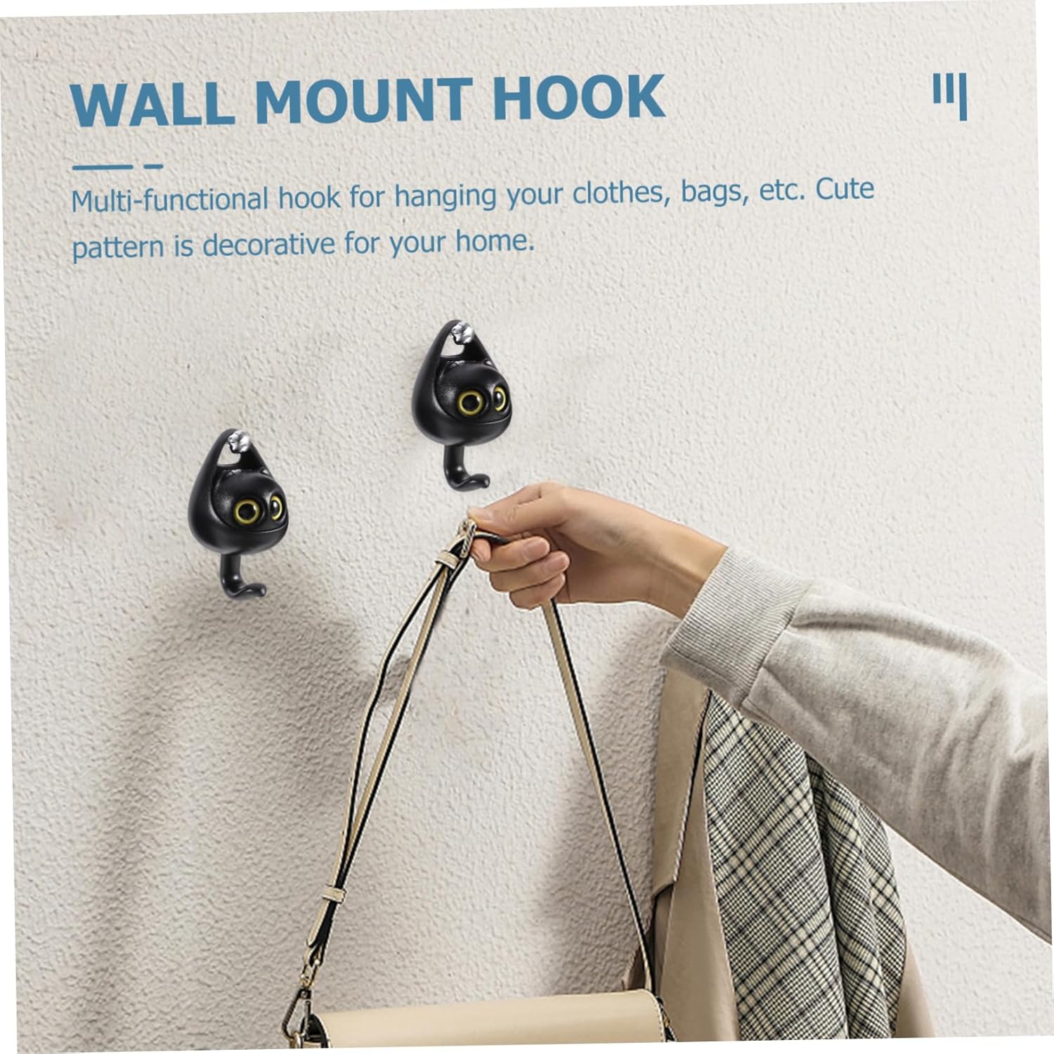 PRETYZOOM Cartoon Owl Wall Hook No Drill Key Coat Holder