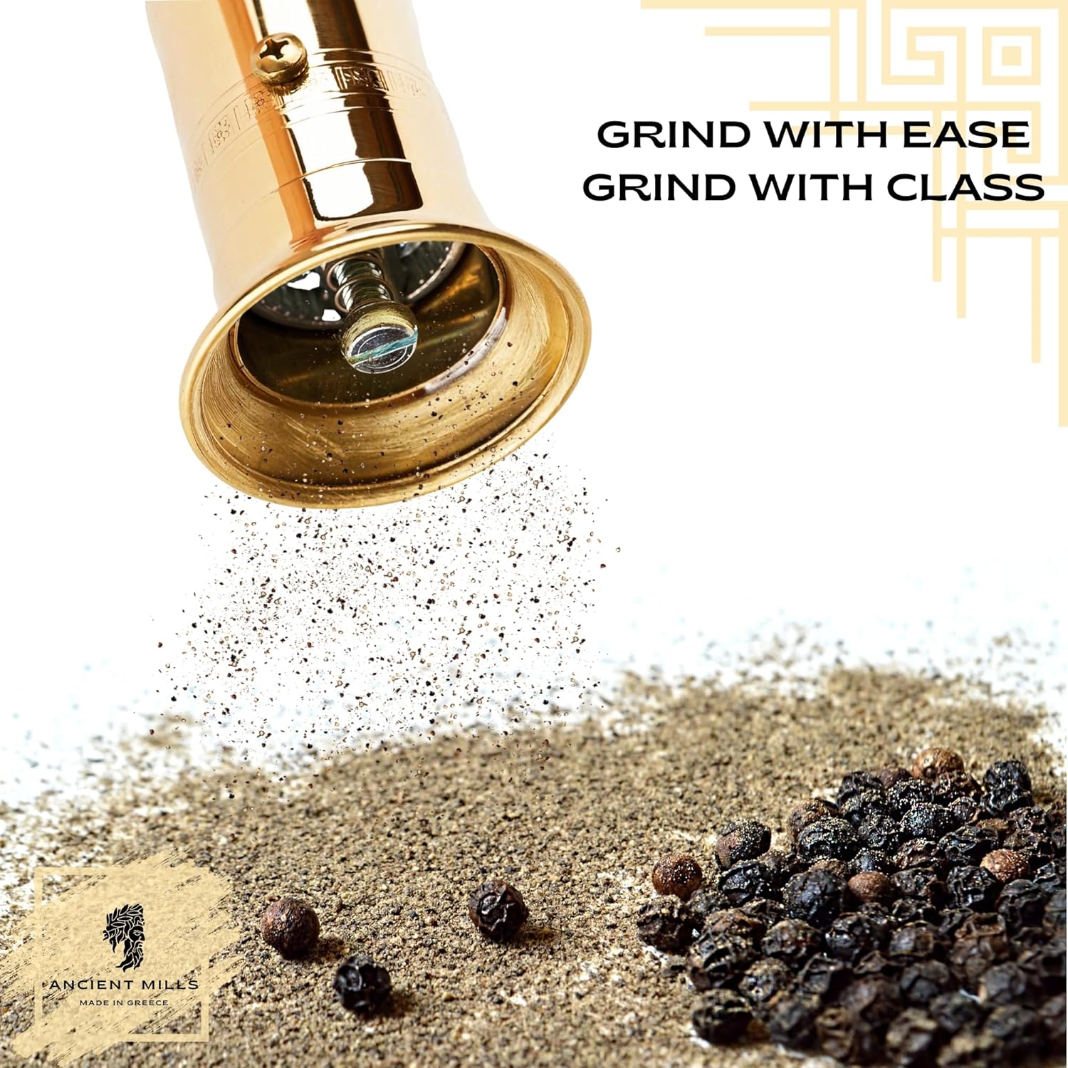 European Brass Pepper Mill Handcrafted Adjustable