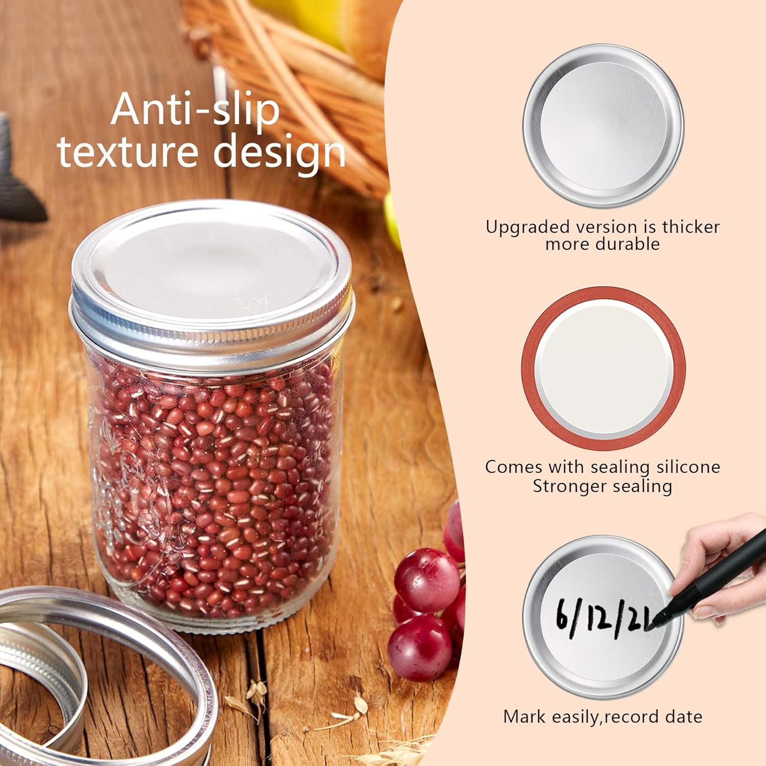 Aliggbent 120Pcs Canning Lids with Bands Set