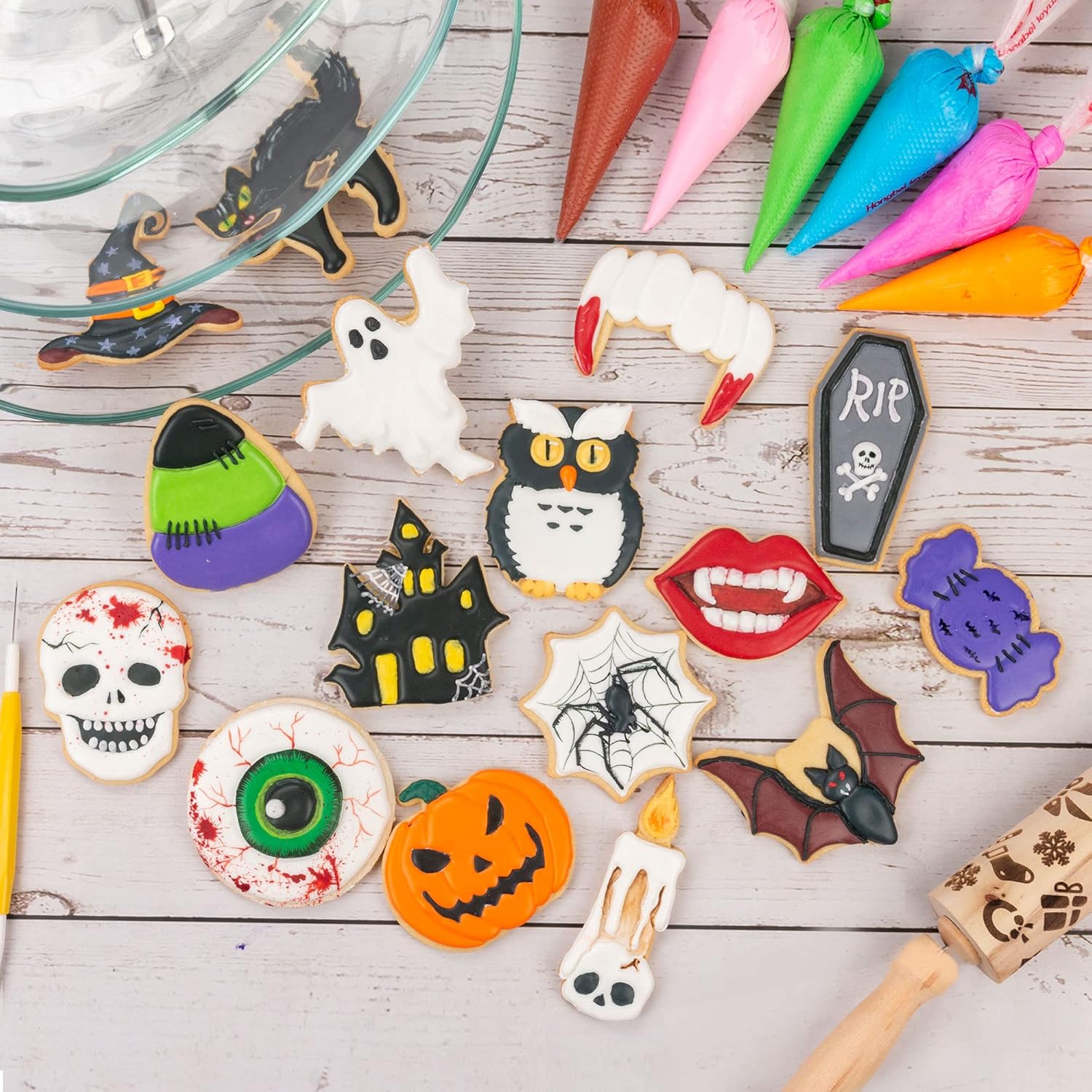 Flycalf Halloween Cookie Cutter Set 16PCS Food Grade PLA