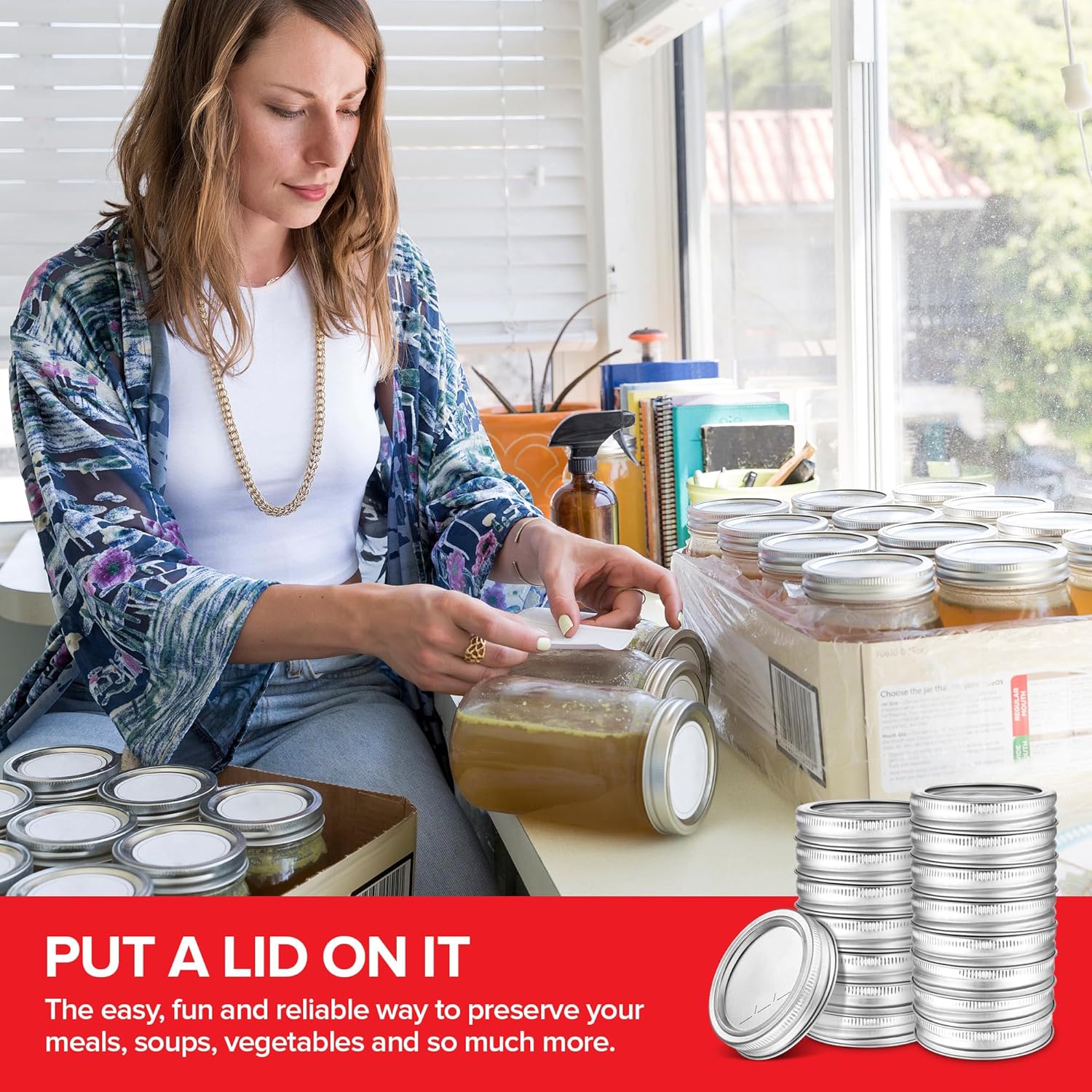 Stock Your Home 48 PC Canning Lids with Rings