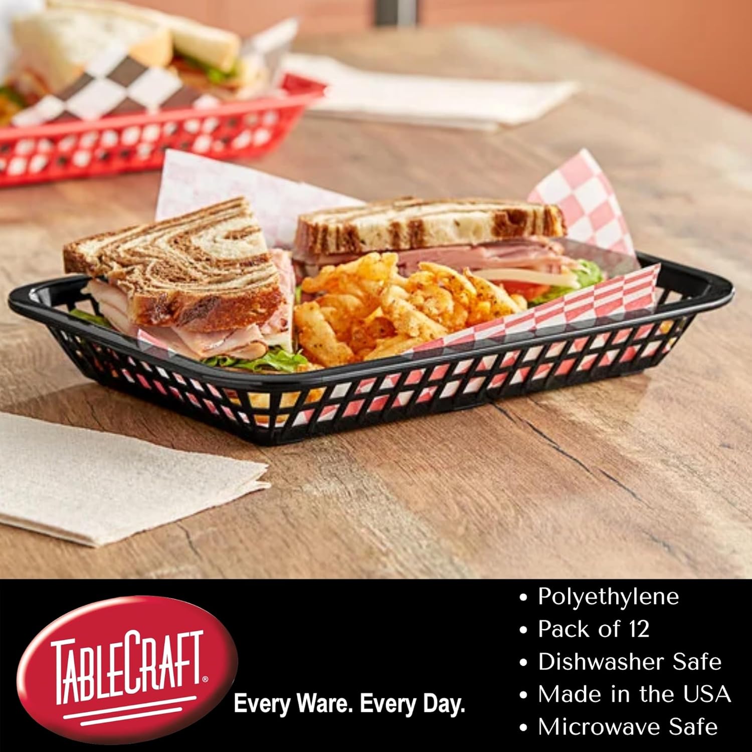 TableCraft C1079BK Cash and Carry Grande Basket Pack of 12