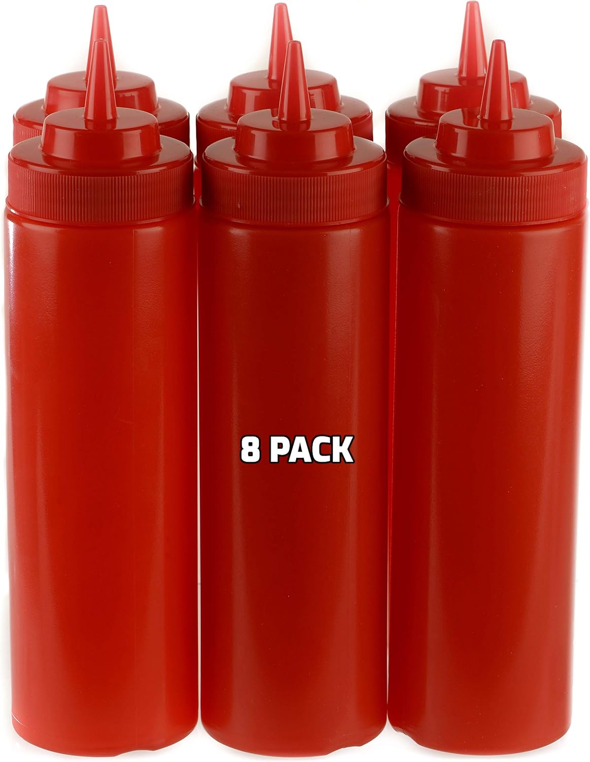 8 Pack 24 Oz Red Condiment Squeeze Bottles