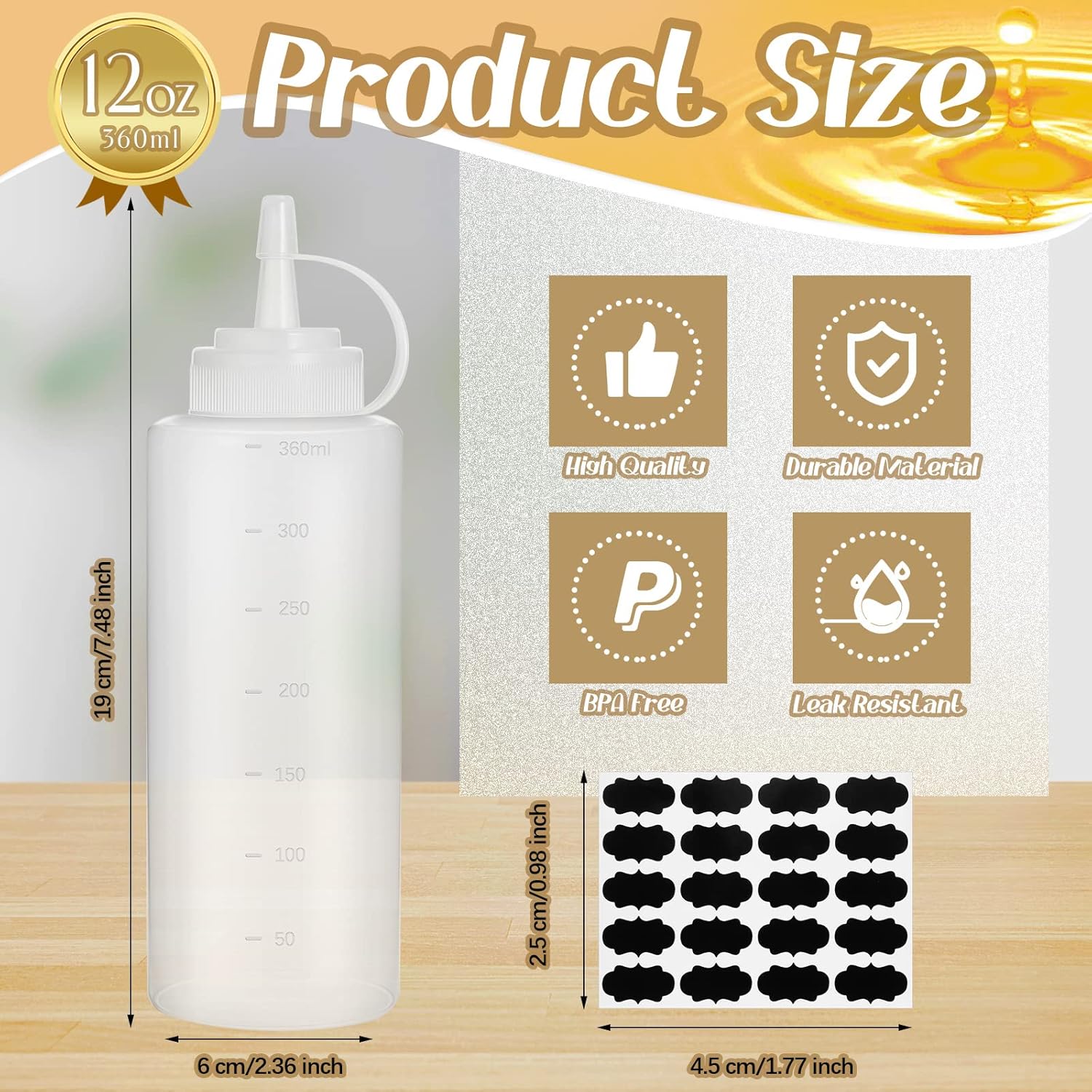 Pinkunn 30pcs Condiment Squeeze Bottles with Labels and Marker